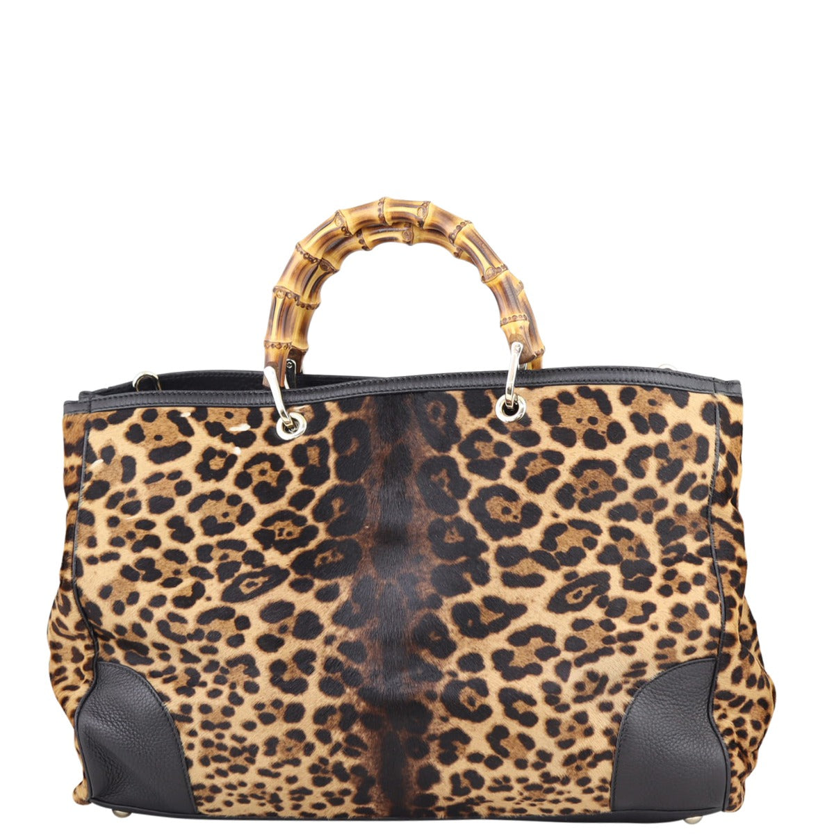 Gucci Bamboo Calf Hair Leopard Shopper Tote Large