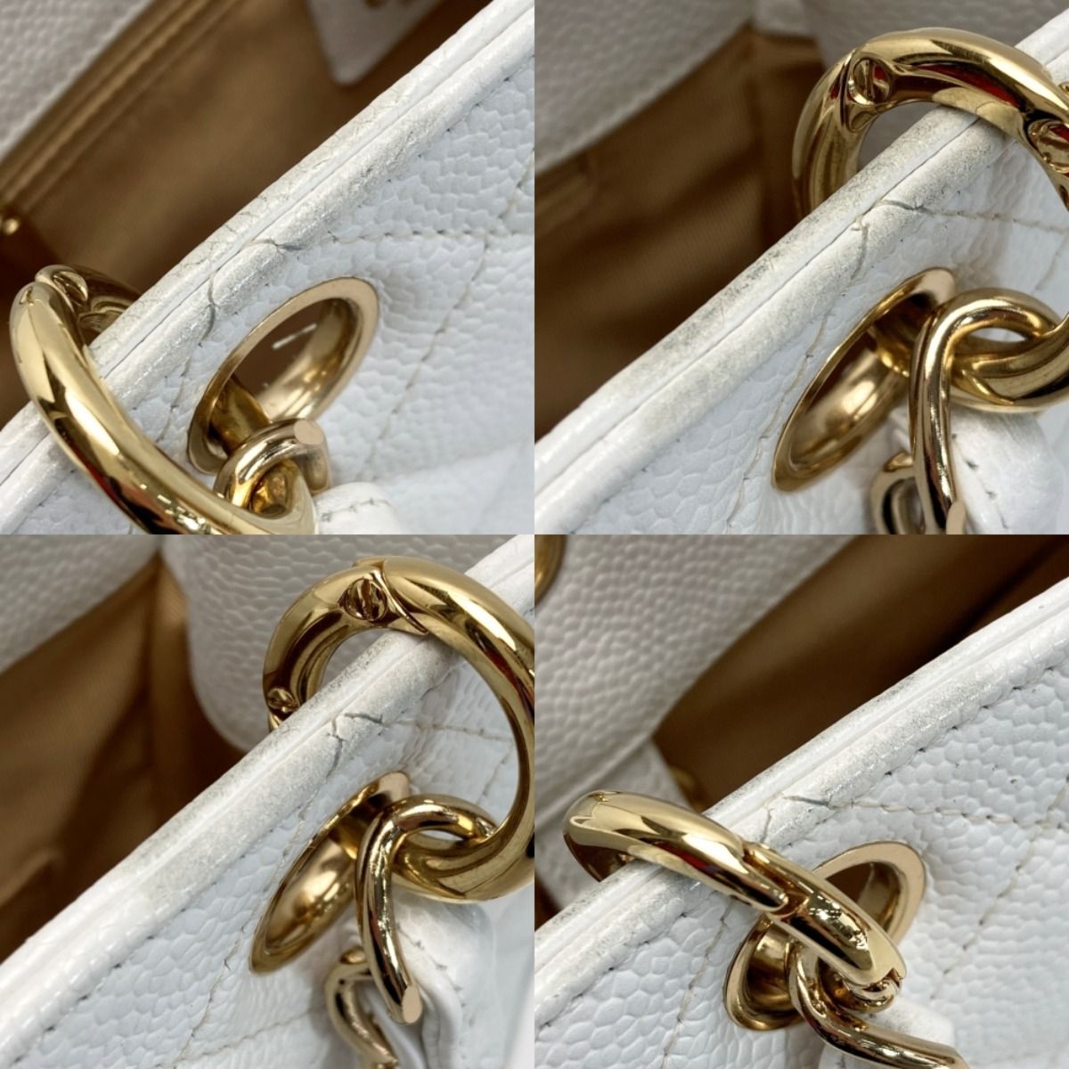 Chanel Chanel Cocomark Quilted Pst Chain Tote Bag White Caviar Leather