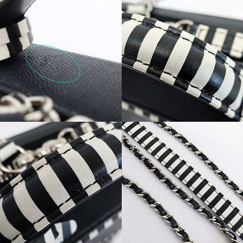 Chanel Chanel CC Filigree-chain Shoulder Bag White Black Quilted