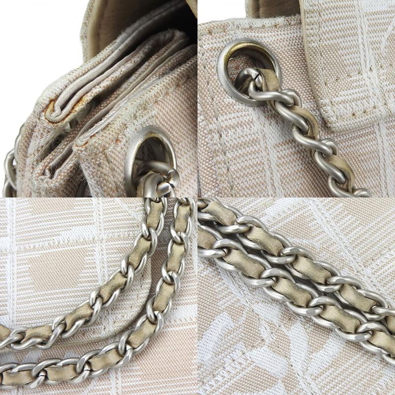 Chanel Shoulder Bag New Travel Line Nylon Pink Beige Silver Hardware