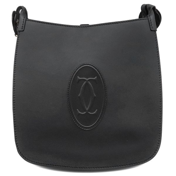 Cartier Shoulder Bag Hobo Bag Sm Leather Black Gold Hardware Must de