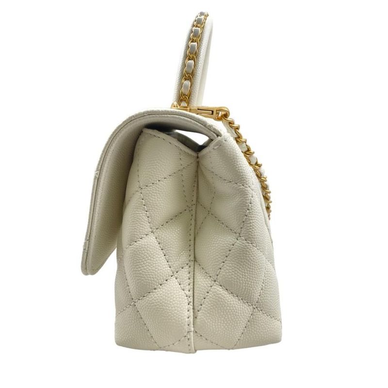 Chanel As2215 Coco Handle XXS Handbag Shoulder Bag Random Plate White