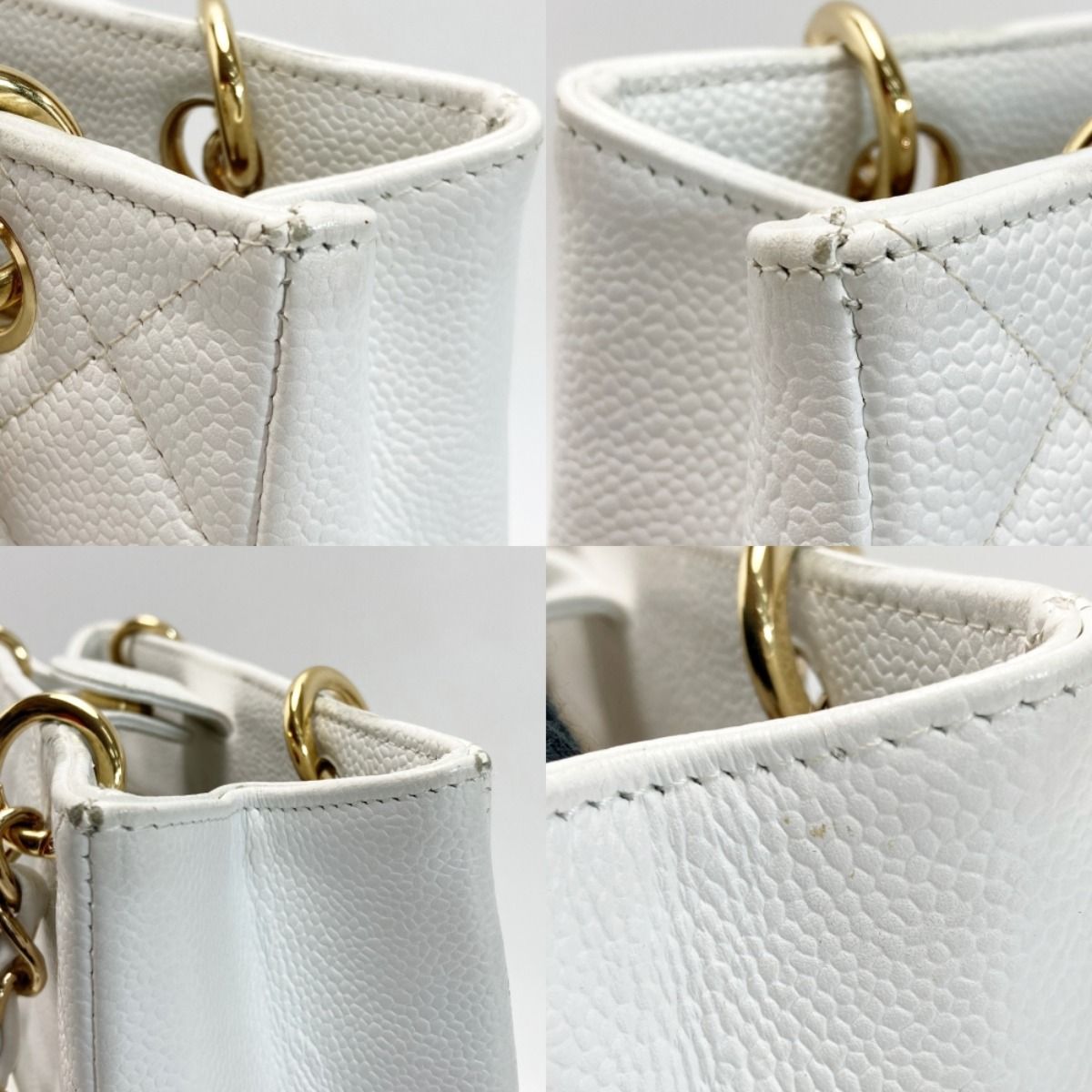 Chanel Chanel Cocomark Quilted Pst Chain Tote Bag White Caviar Leather