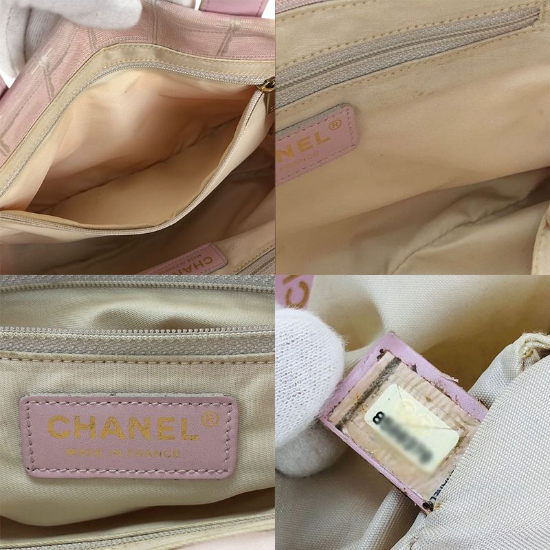 Chanel Mini Hand Bag Lightweight New Travel Line 8 Jacquard Nylon Leather Coco