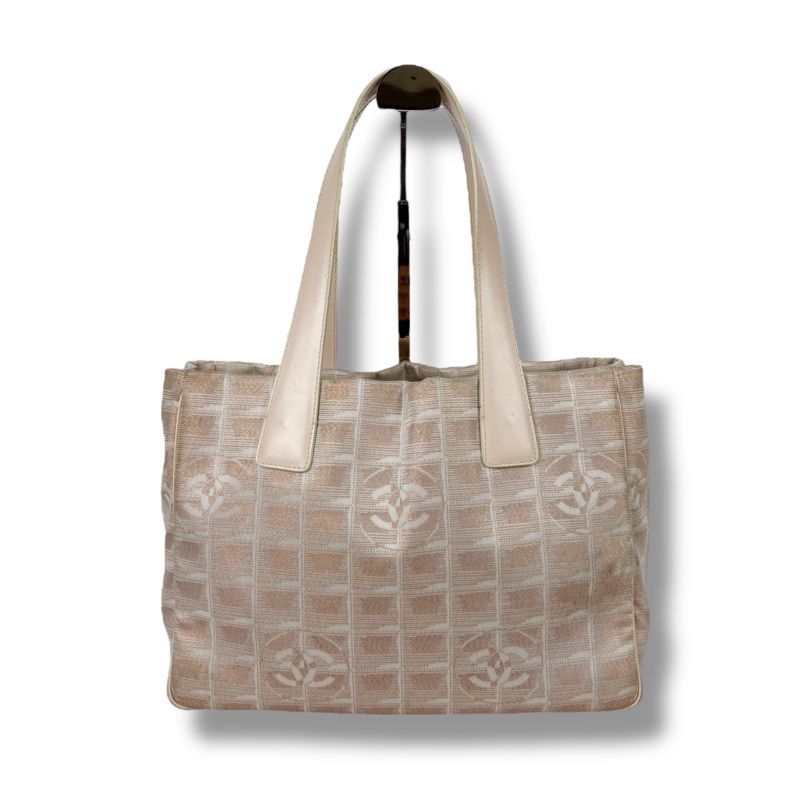 Chanel Chanel New Travel Line Mini Tote Bag Beige Lame Nylon Canvas