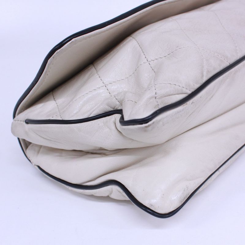 Chanel 255 Chain Handbag Lambskin White Handbag Silver