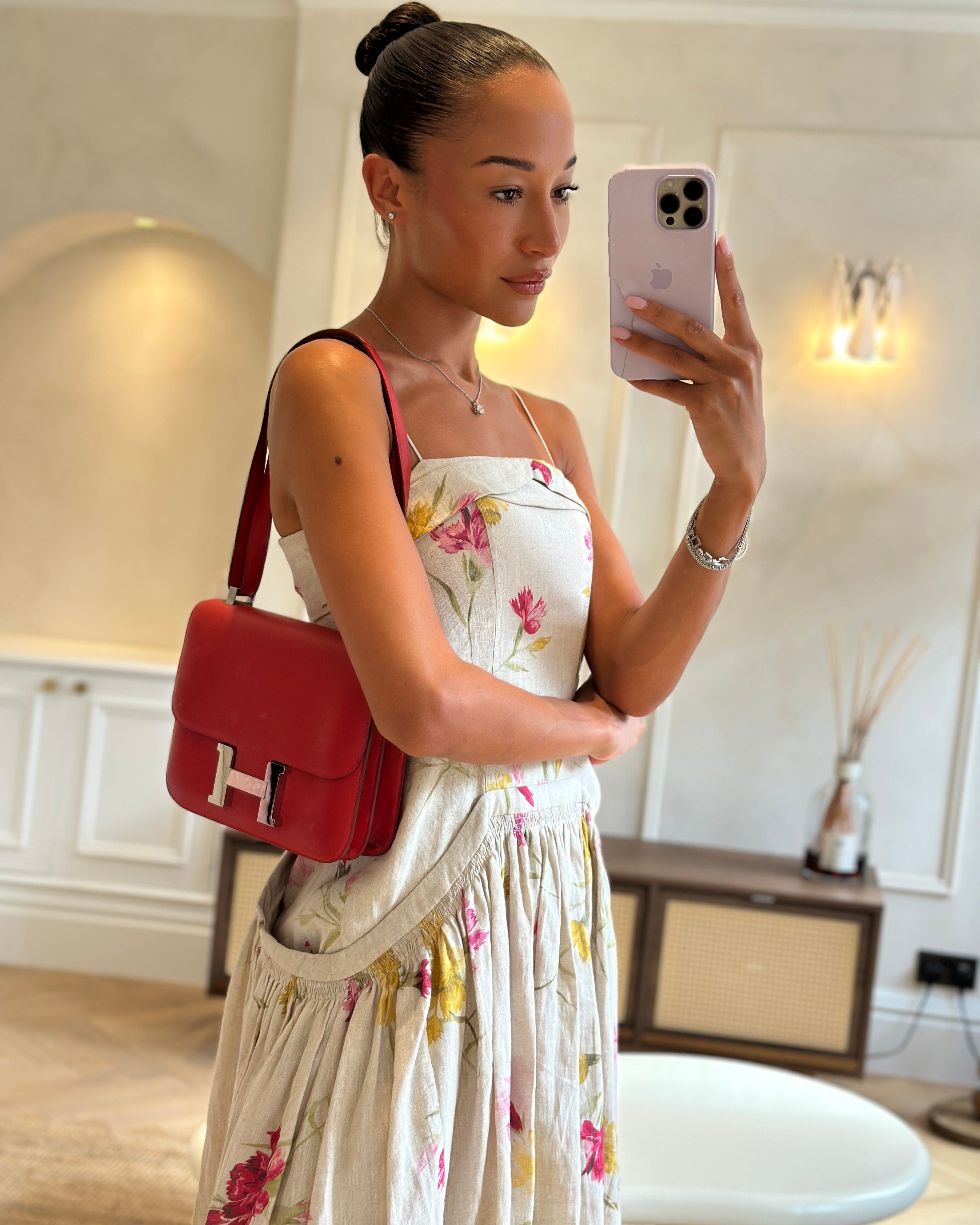 *FIRE PRICE* Hermès Constance III 24 Bag in Rouge Vif Evercolor Leather with Palladium Hardware