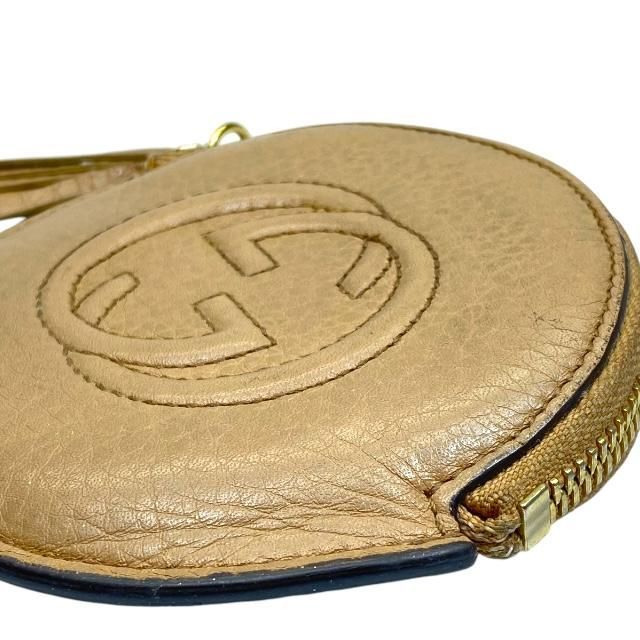 Gucci Soho Coin Case Coin Purse Mini Wallet Circle Shape Compact Leather