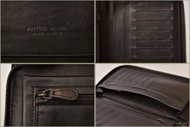 Bottega Veneta Long Wallet Travel Case Round Zipper Closure