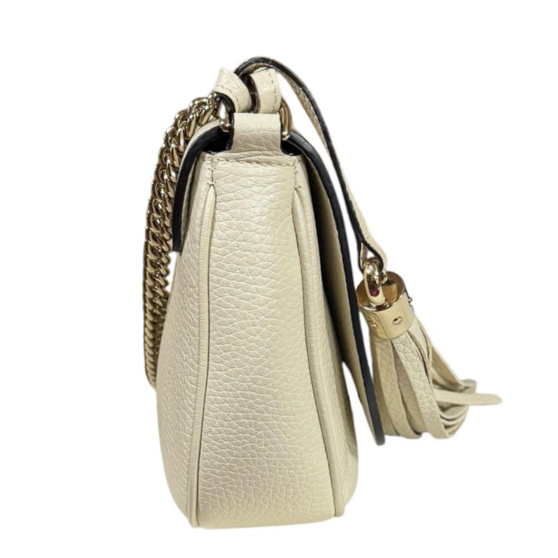 Gucci Soho Shoulder Bag Leather White Ladies