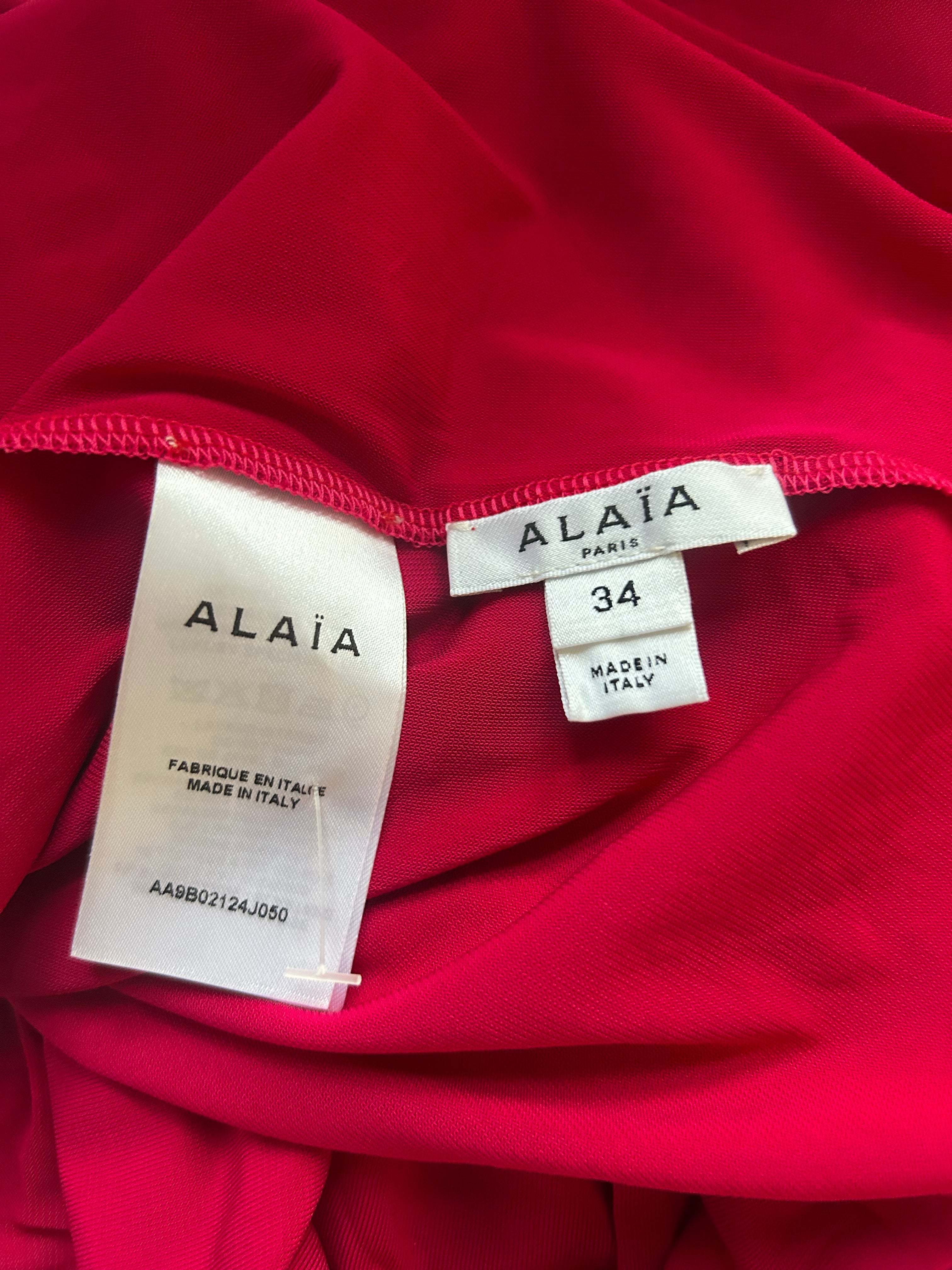 Alaïa Fuschia Turtleneck Jersey Long-Sleeve Bodysuit Size FR 34 (UK 6) RRP £810