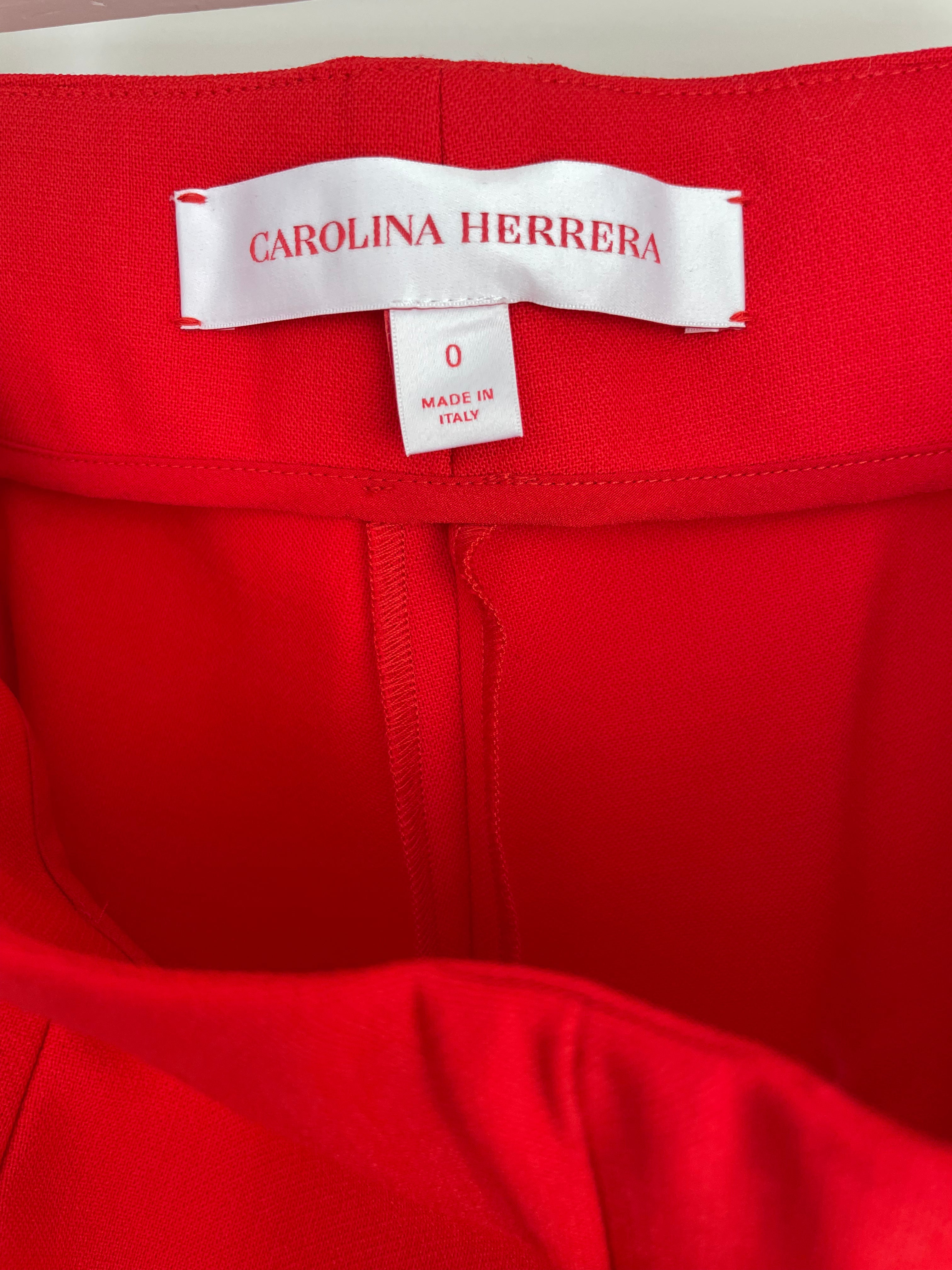 *CURRENT SEASON* Carolina Herrera Red Three Piece Trousers, Jacket and Blouse Set Size US 0 (UK 4)