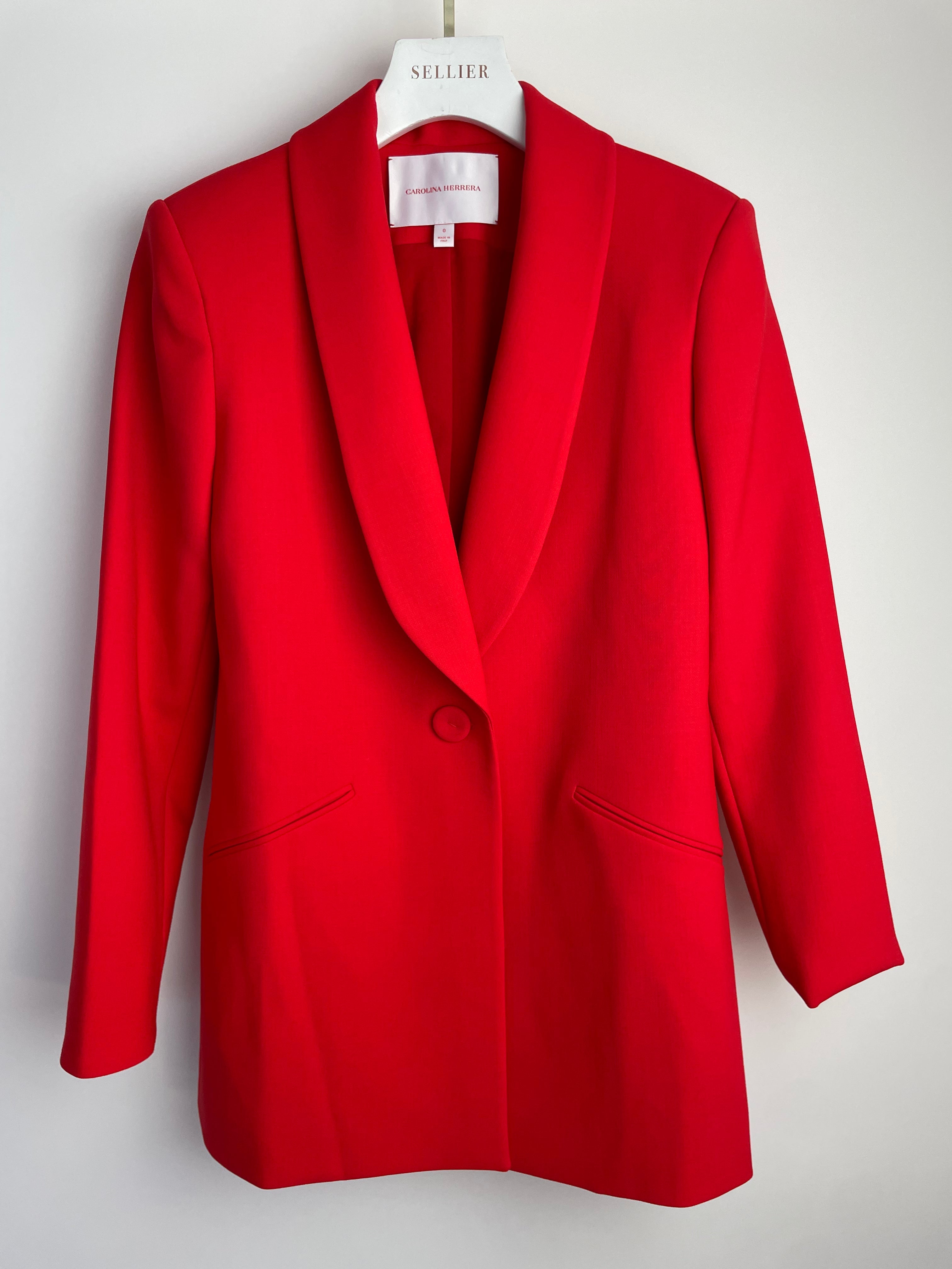 *CURRENT SEASON* Carolina Herrera Red Three Piece Trousers, Jacket and Blouse Set Size US 0 (UK 4)