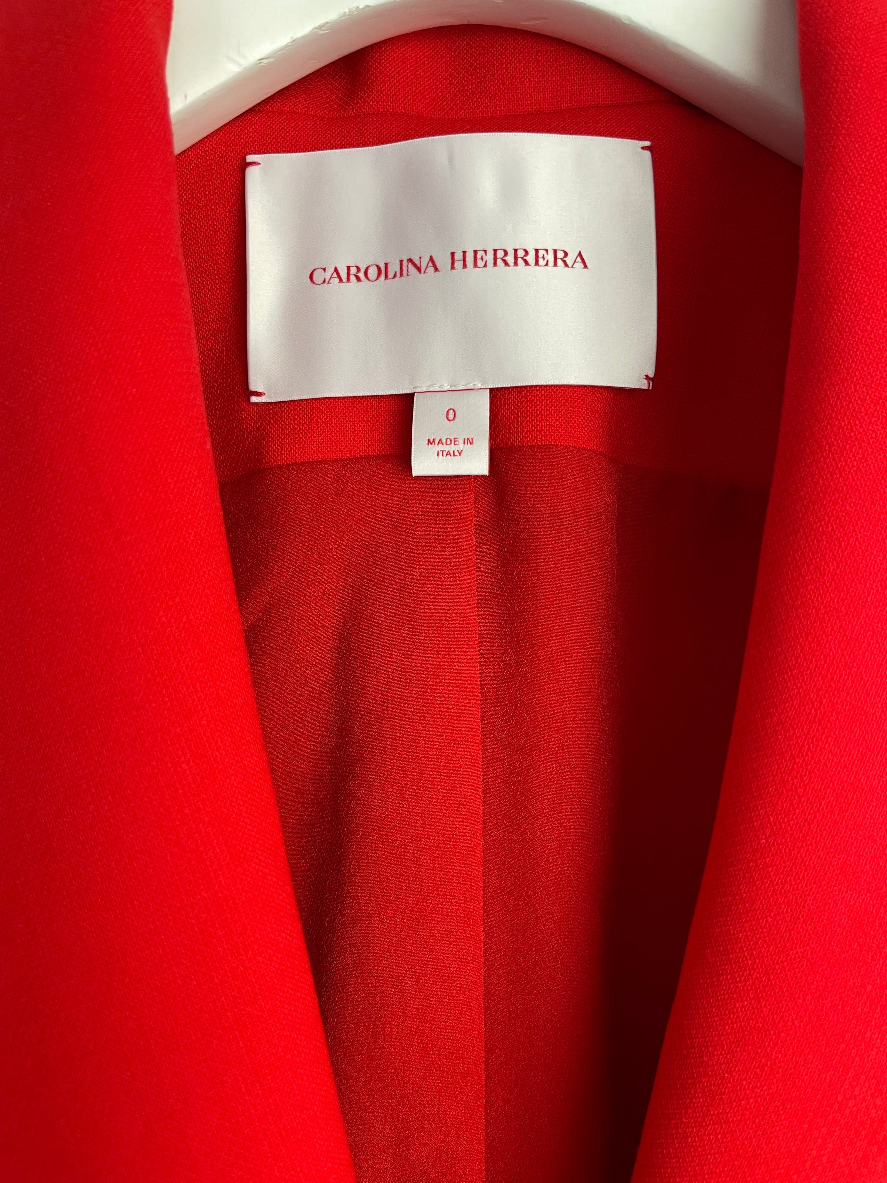 *CURRENT SEASON* Carolina Herrera Red Three Piece Trousers, Jacket and Blouse Set Size US 0 (UK 4)