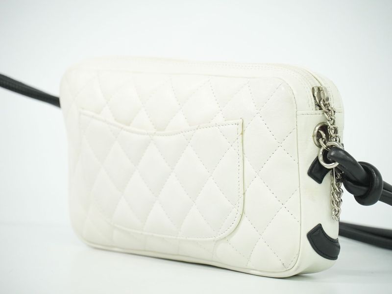 Chanel Chanel Cambon Line 2-Way Handbag Pouch Leather White Black