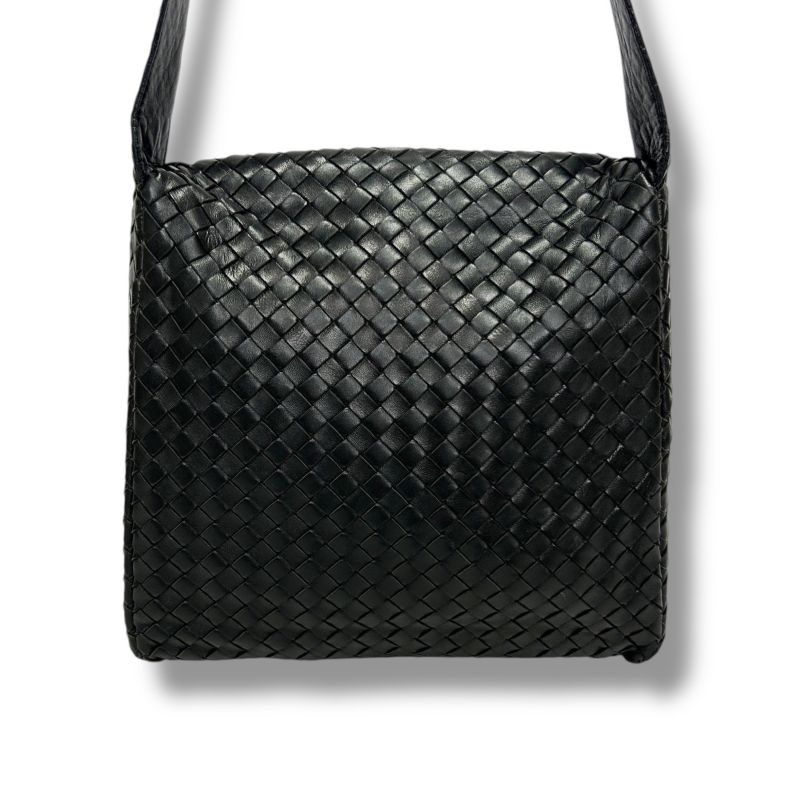 Bottega Veneta One Shoulder Bag Intrecciato Leather Black Gusset Soho Hobo