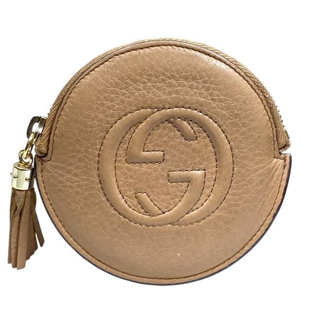Gucci Soho Coin Case Coin Purse Mini Wallet Circle Shape Compact Leather