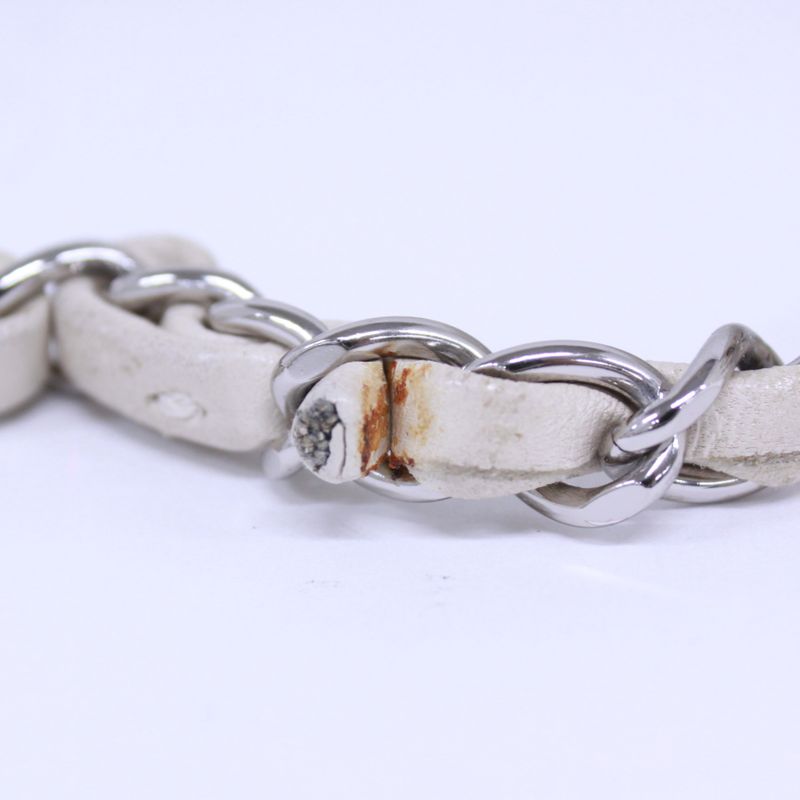 Chanel 255 Chain Handbag Lambskin White Handbag Silver