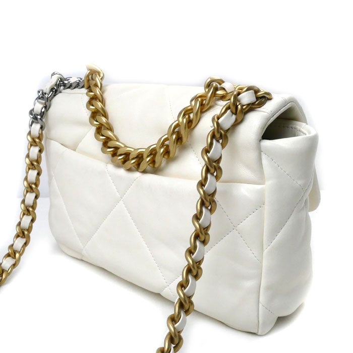 Chanel 19 Chain Shoulder Bag White Cream As1160 Ladies