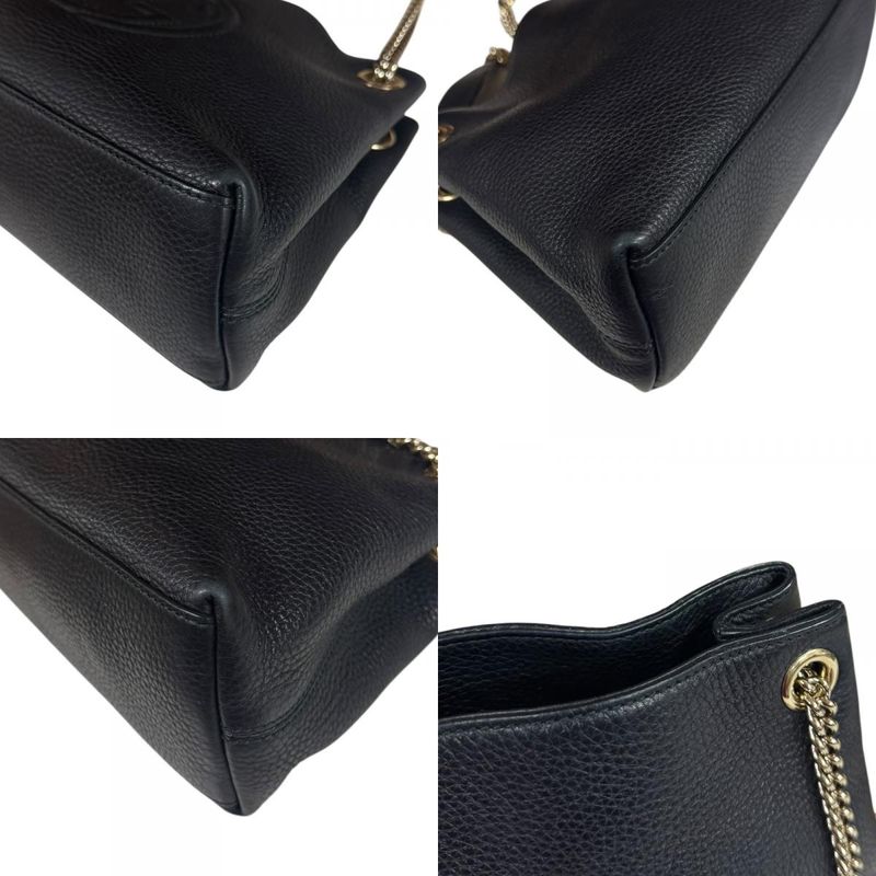 Gucci Soho Shoulder Bag Leather Black Ladies
