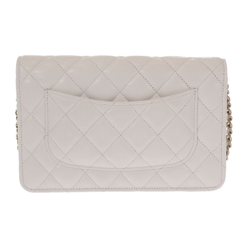 Chanel Chanel Classic Chain Wallet Ap0250 Shoulder Bag Caviar Leather White Gold Hardware