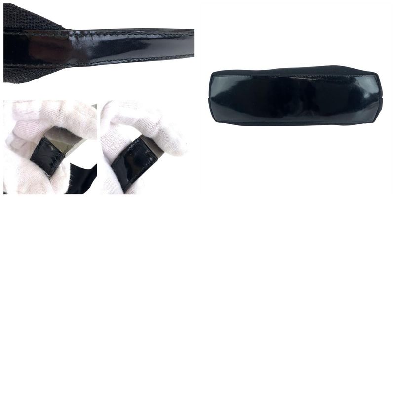 Gucci Hobo Black Silver Hardware Canvas Enamel 001 3297 Shoulder Bag