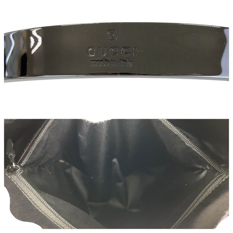 Gucci Hobo Black Silver Hardware Canvas Enamel 001 3297 Shoulder Bag