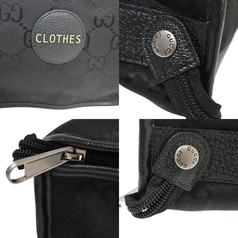 Gucci GG Travel Pouch Clothes Nylon Leather Black 33 Fa226