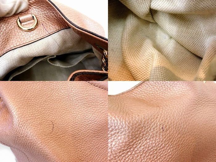 Gucci Shoulder Bag Soho Interlocking G Pink Metallic Chain Bag