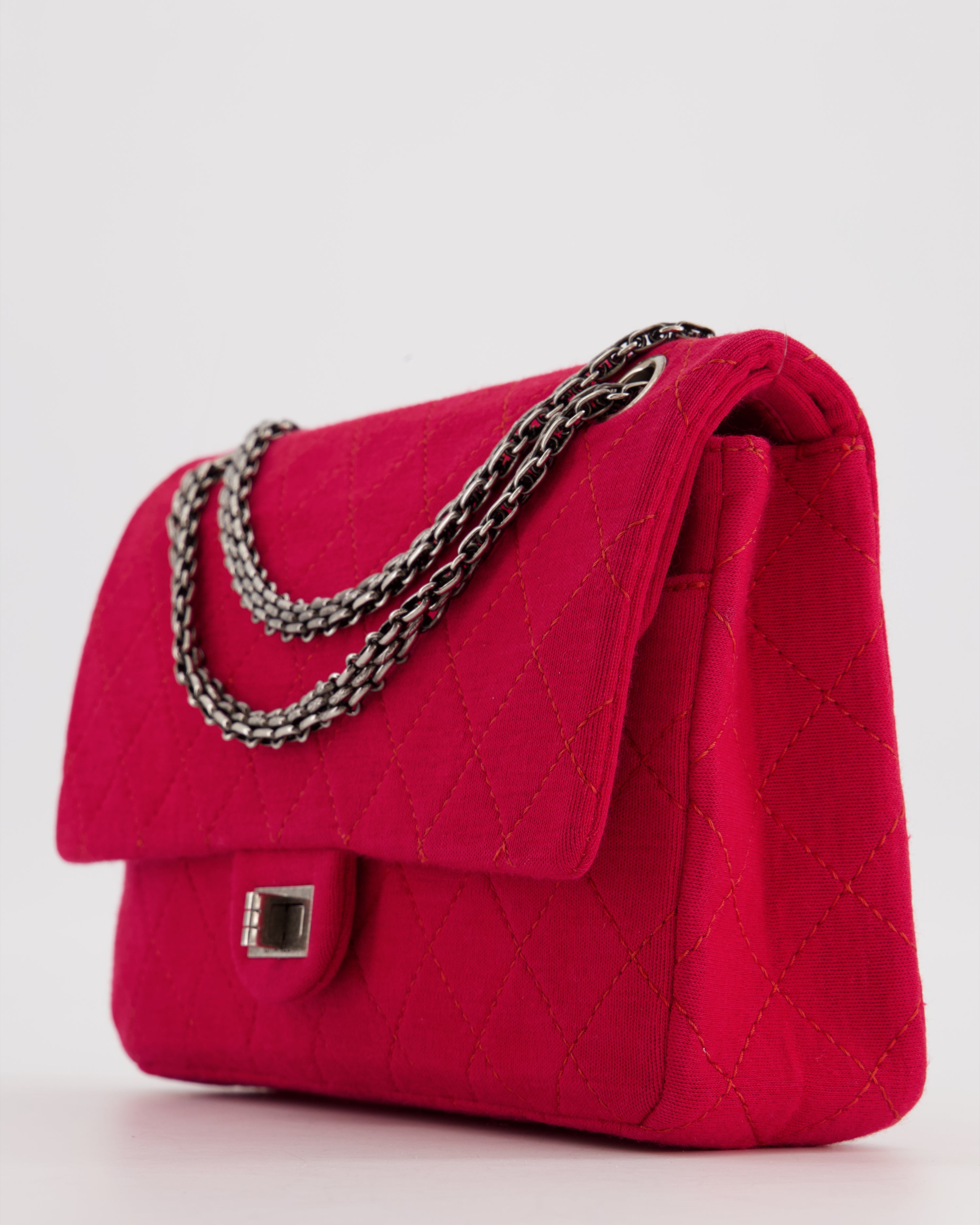 *FIRE PRICE* Chanel Red Medium Reissue 2.55 Double Flap Bag in Quilted Fabric with Ruthenium Hardware RRP - £8,530