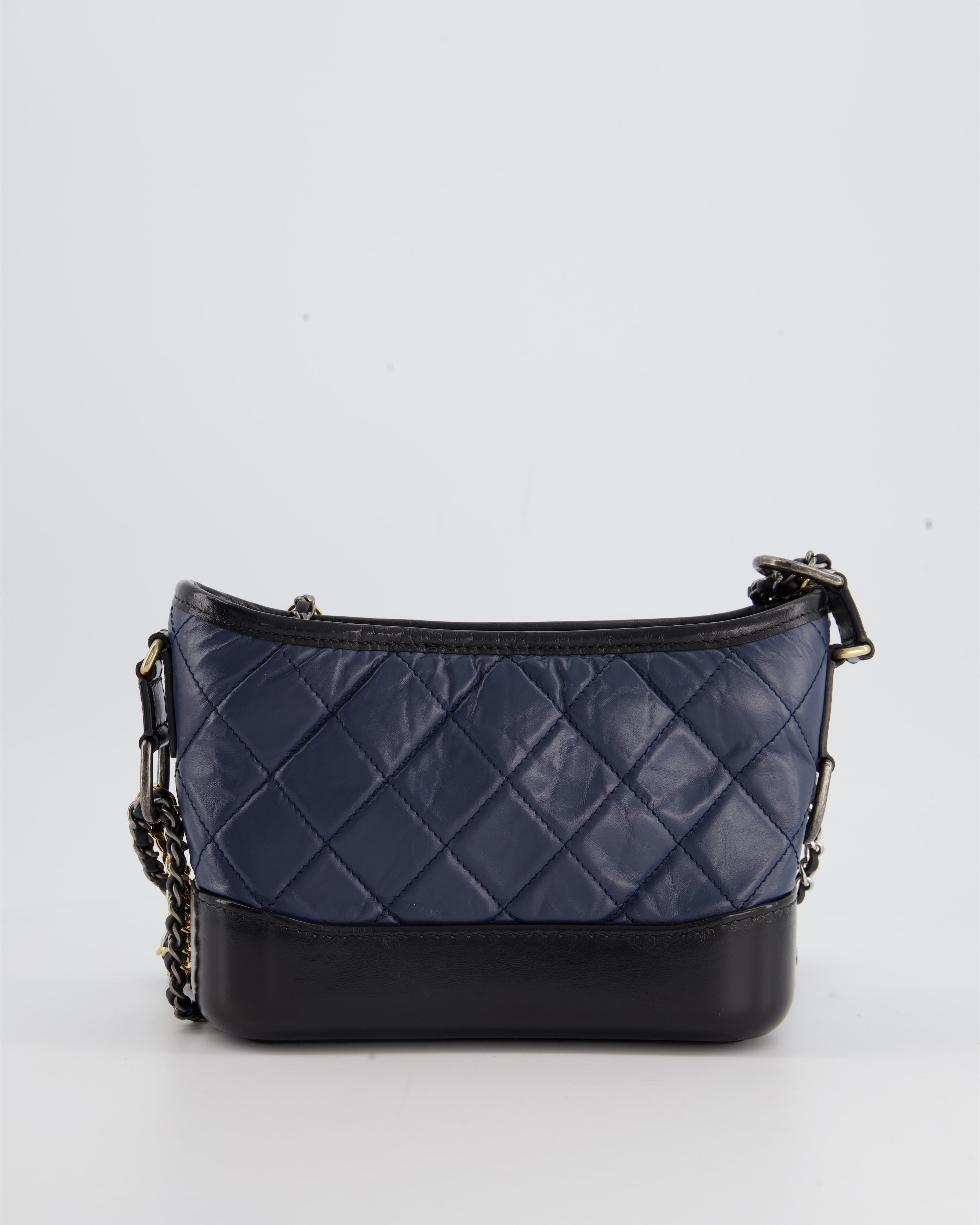 *FIRE PRICE* Chanel Blue & Black Small Gabrielle Bag in Lambskin Leather with Mixed Hardware