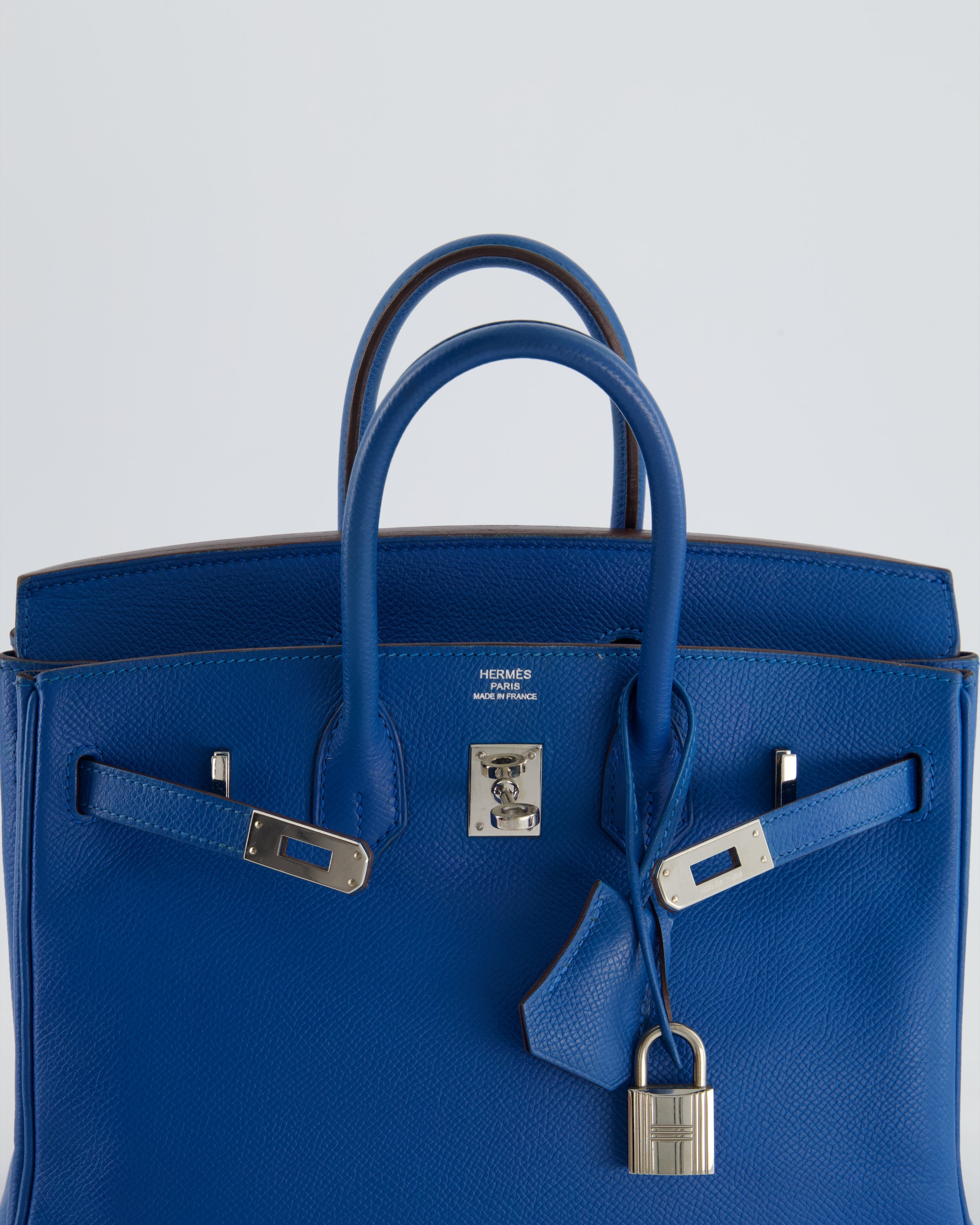 *FIRE PRICE* Hermès Birkin 25 Retourne Bag in Bleu De Galice Epsom Leather with Palladium Hardware