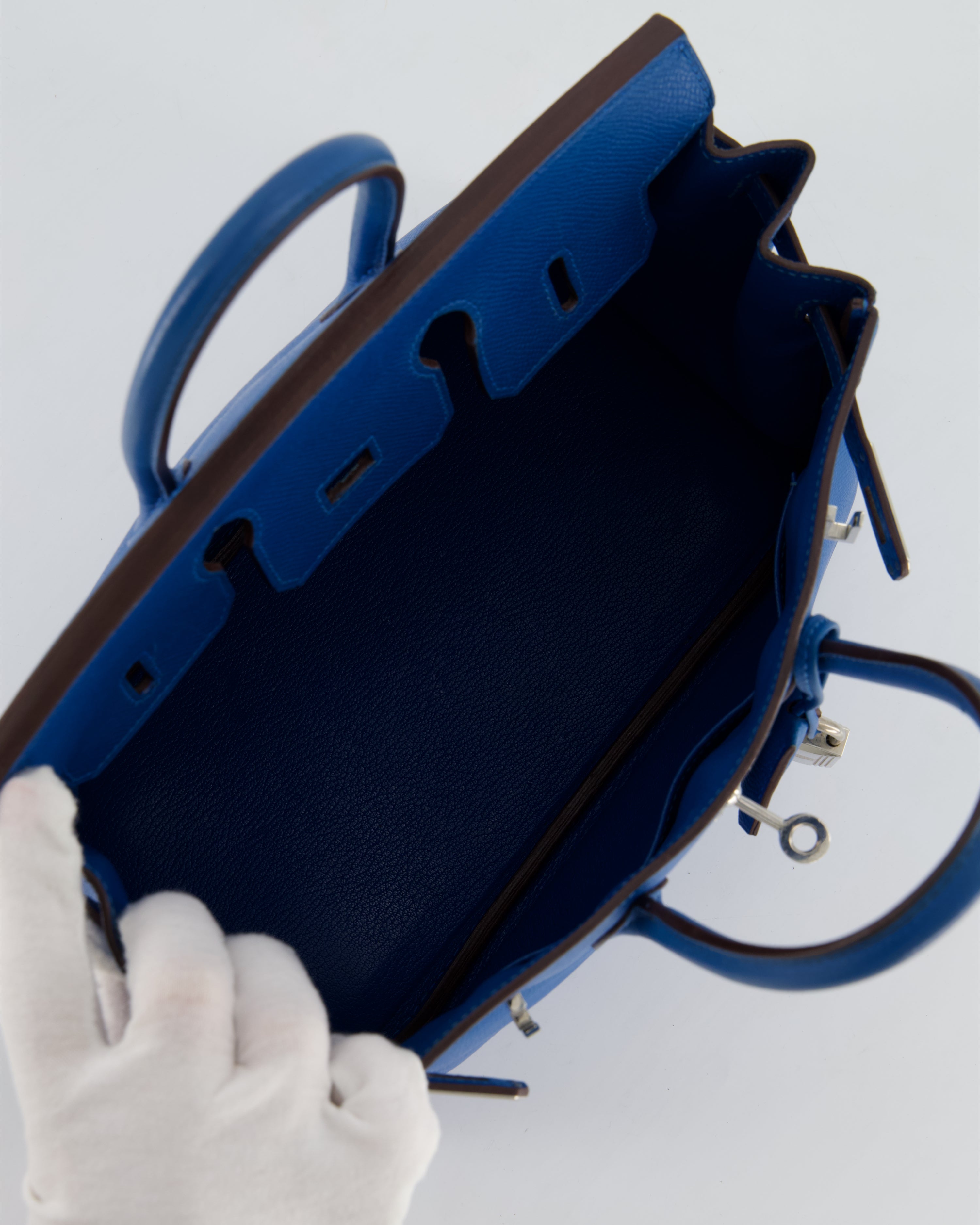 *FIRE PRICE* Hermès Birkin 25 Retourne Bag in Bleu De Galice Epsom Leather with Palladium Hardware