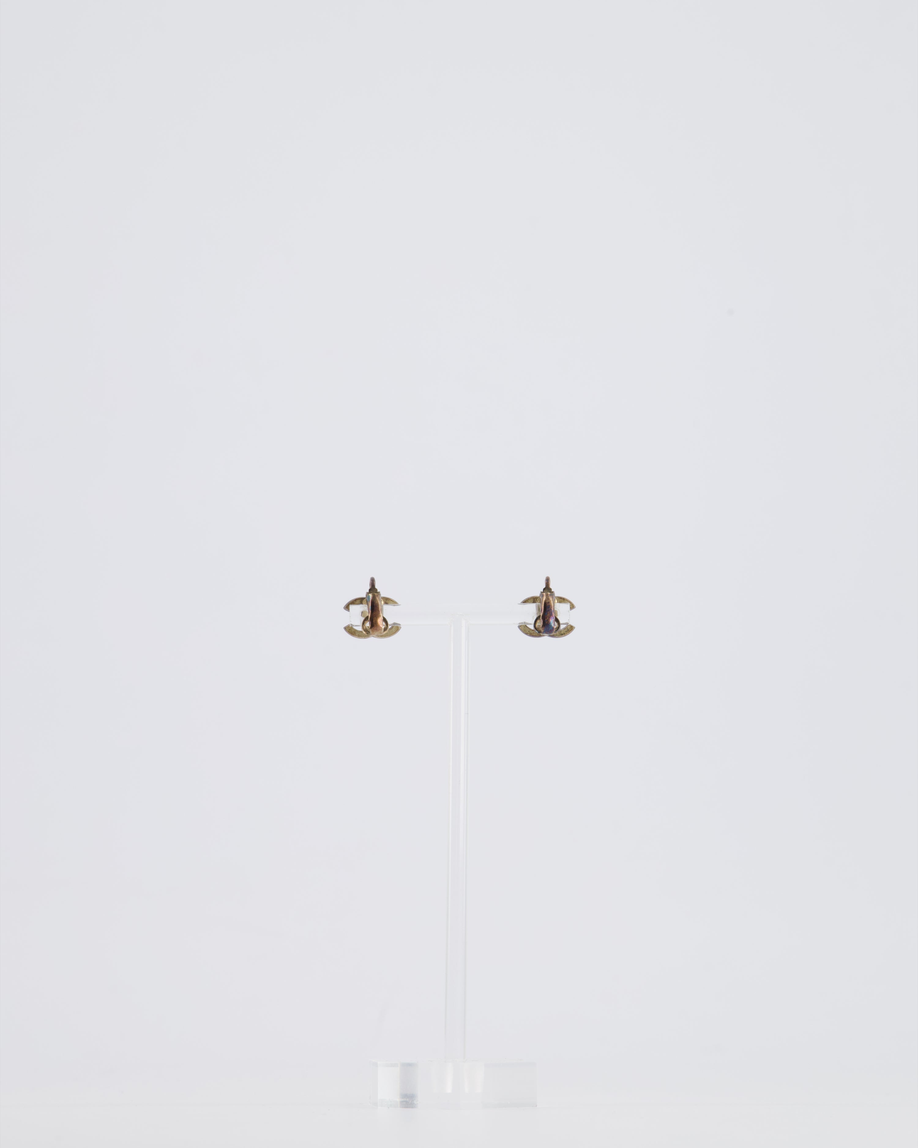 *HOT* Chanel Ruthenium and Black Enamel CC Logo Earrings