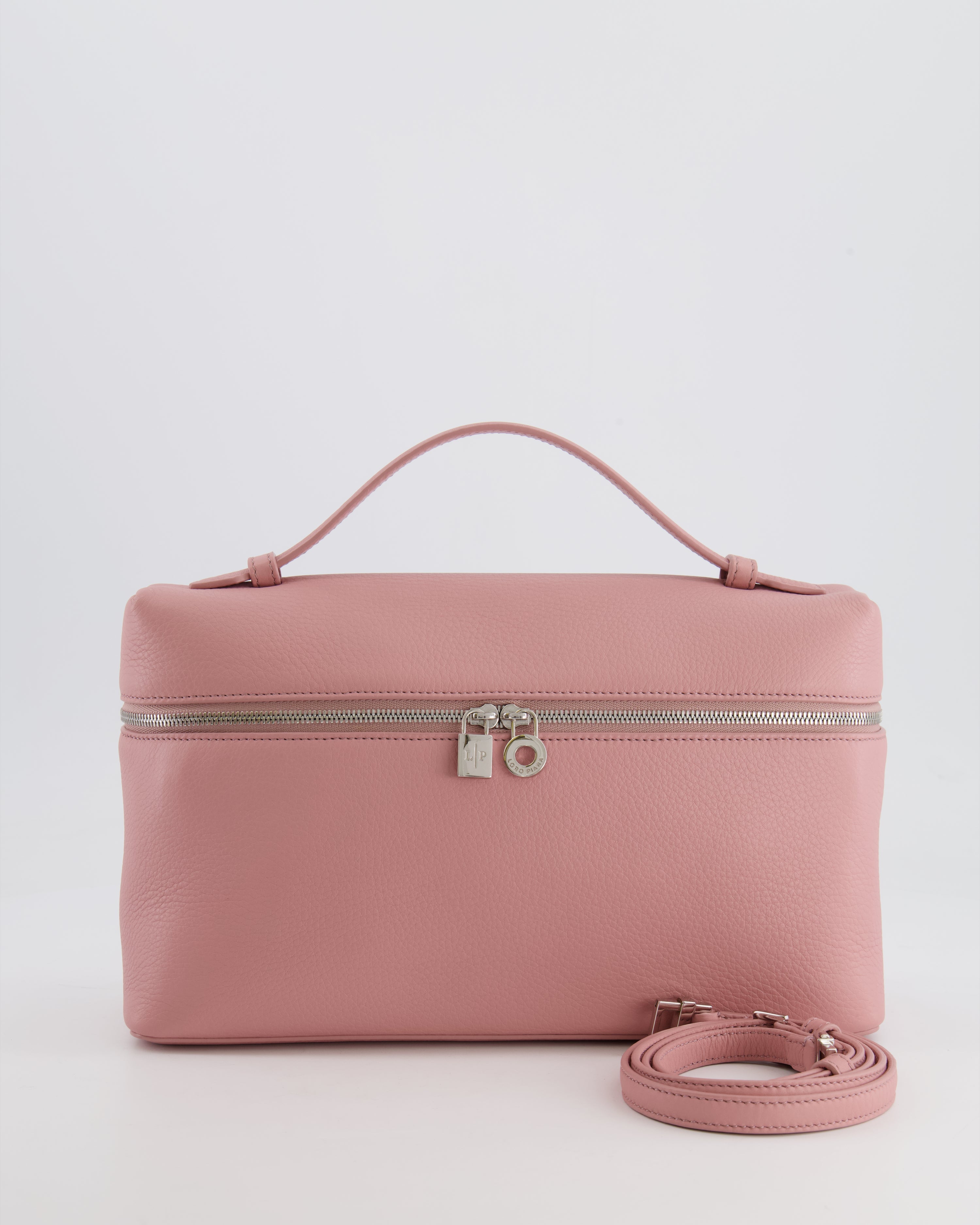 *HOT COLOUR* Loro Piana Extra Pocket L27 Bag in Pink Grained Calfskin Leather with Silver Hardware