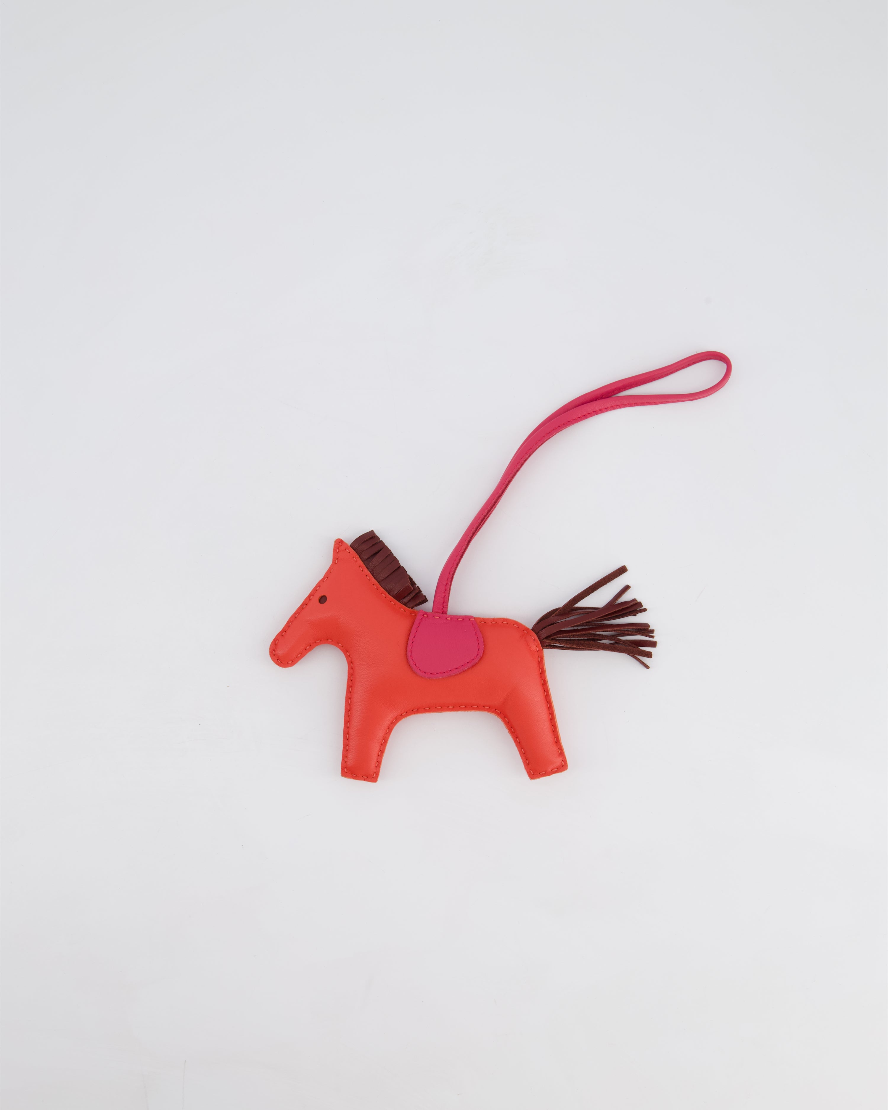 Hermès Rodeo MM Bag Charm in Rose Jaipur, Rouge Sellier, Framboise Milo and Swift Leather