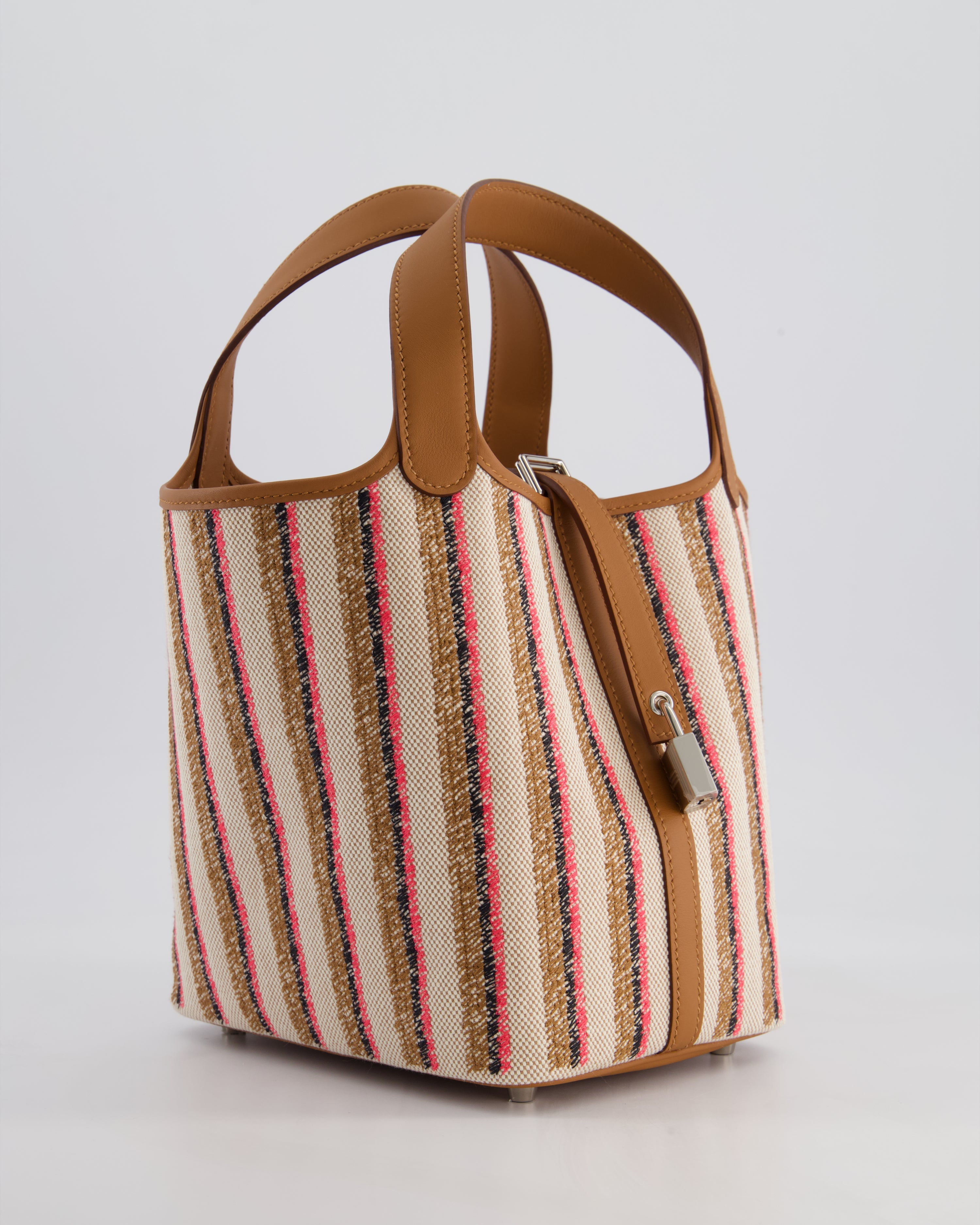 *RARE & HOT* Hermes Picotin 18cm Broderie Couverture in Ecru, Beige, Fauve, Rose Pop Noir & Gold Swift Leather with Palladium Hardware