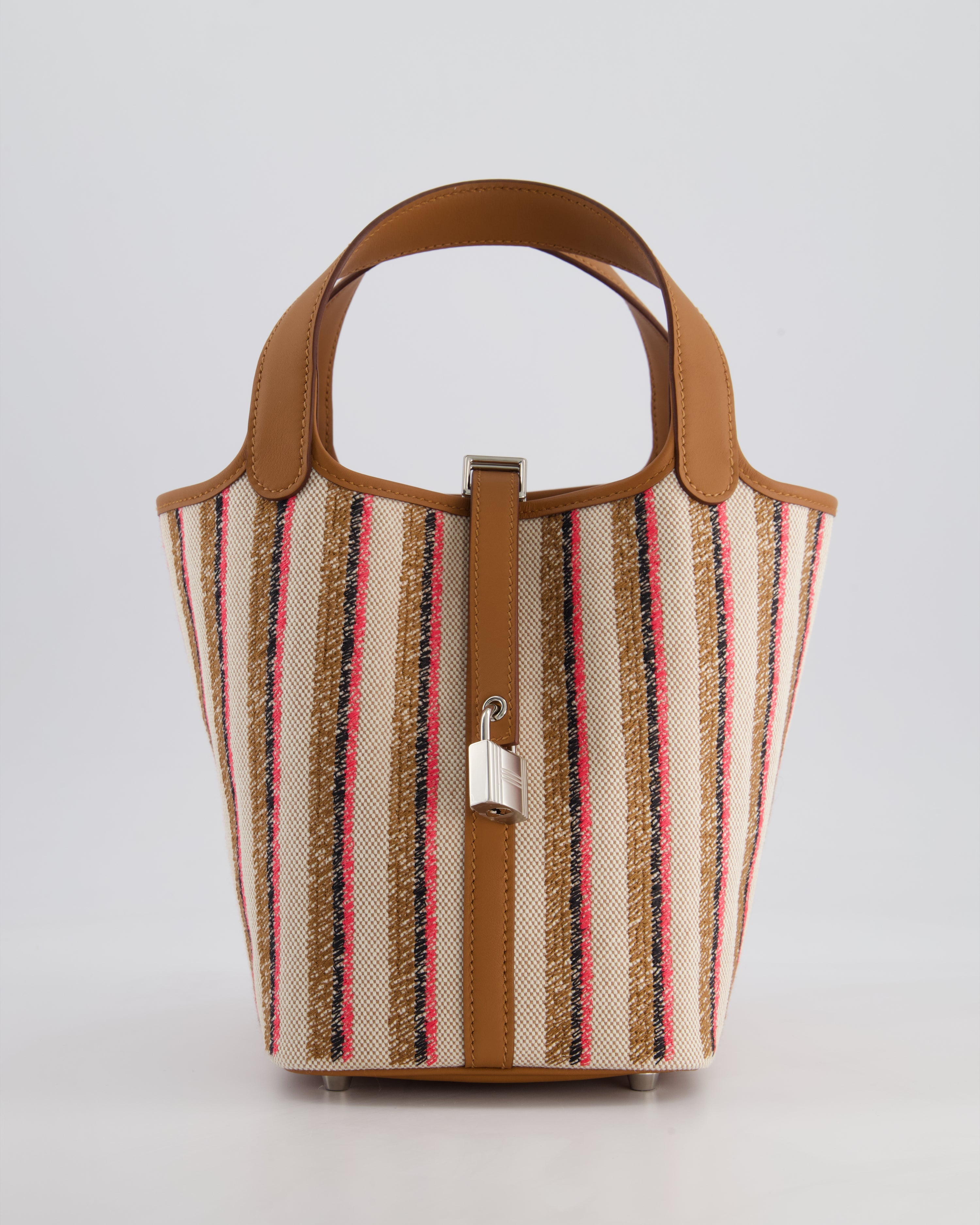 *RARE & HOT* Hermes Picotin 18cm Broderie Couverture in Ecru, Beige, Fauve, Rose Pop Noir & Gold Swift Leather with Palladium Hardware