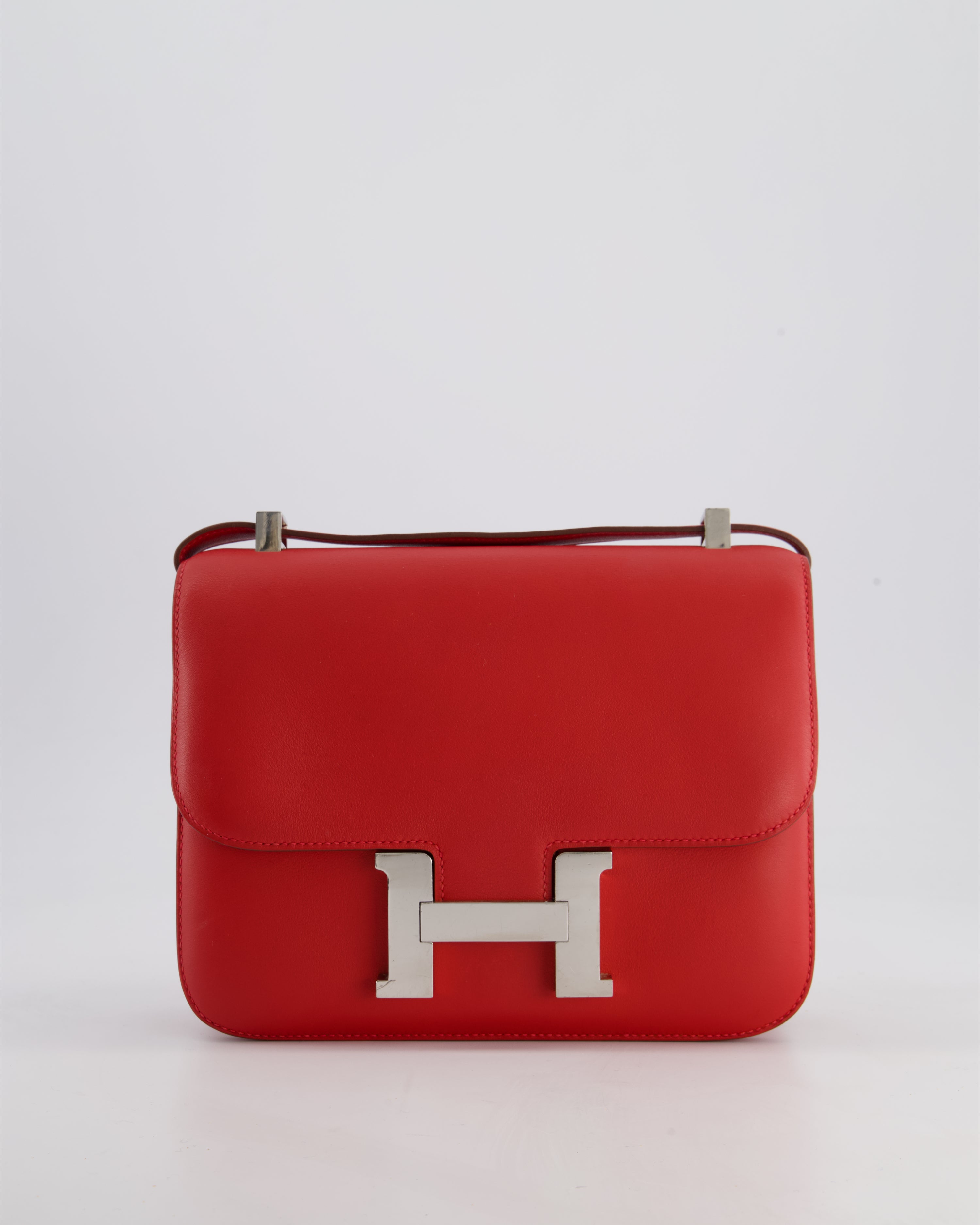 *FIRE PRICE* Hermès Constance III 24 Bag in Rouge Vif Evercolor Leather with Palladium Hardware