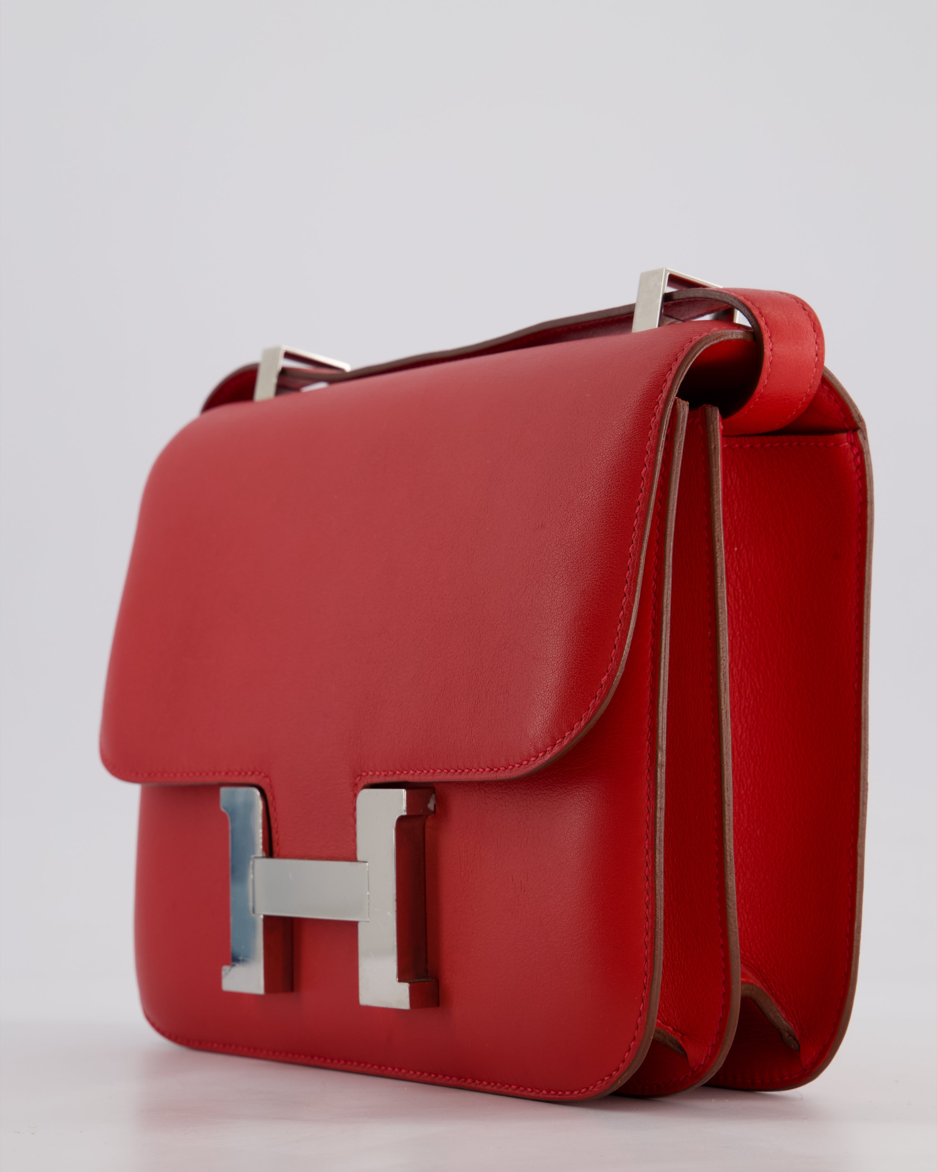 *FIRE PRICE* Hermès Constance III 24 Bag in Rouge Vif Evercolor Leather with Palladium Hardware