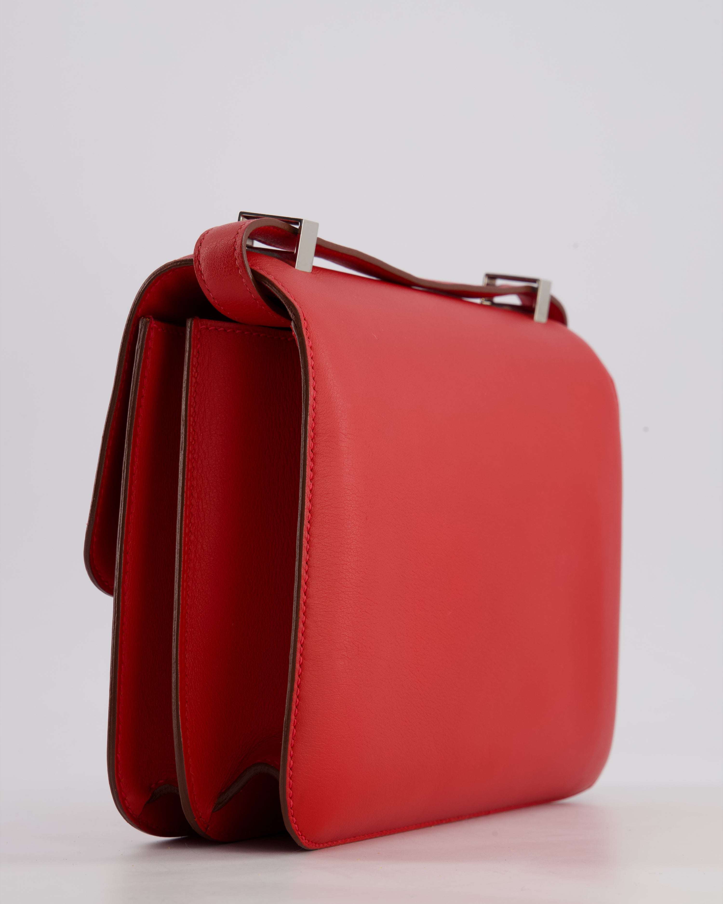 *FIRE PRICE* Hermès Constance III 24 Bag in Rouge Vif Evercolor Leather with Palladium Hardware