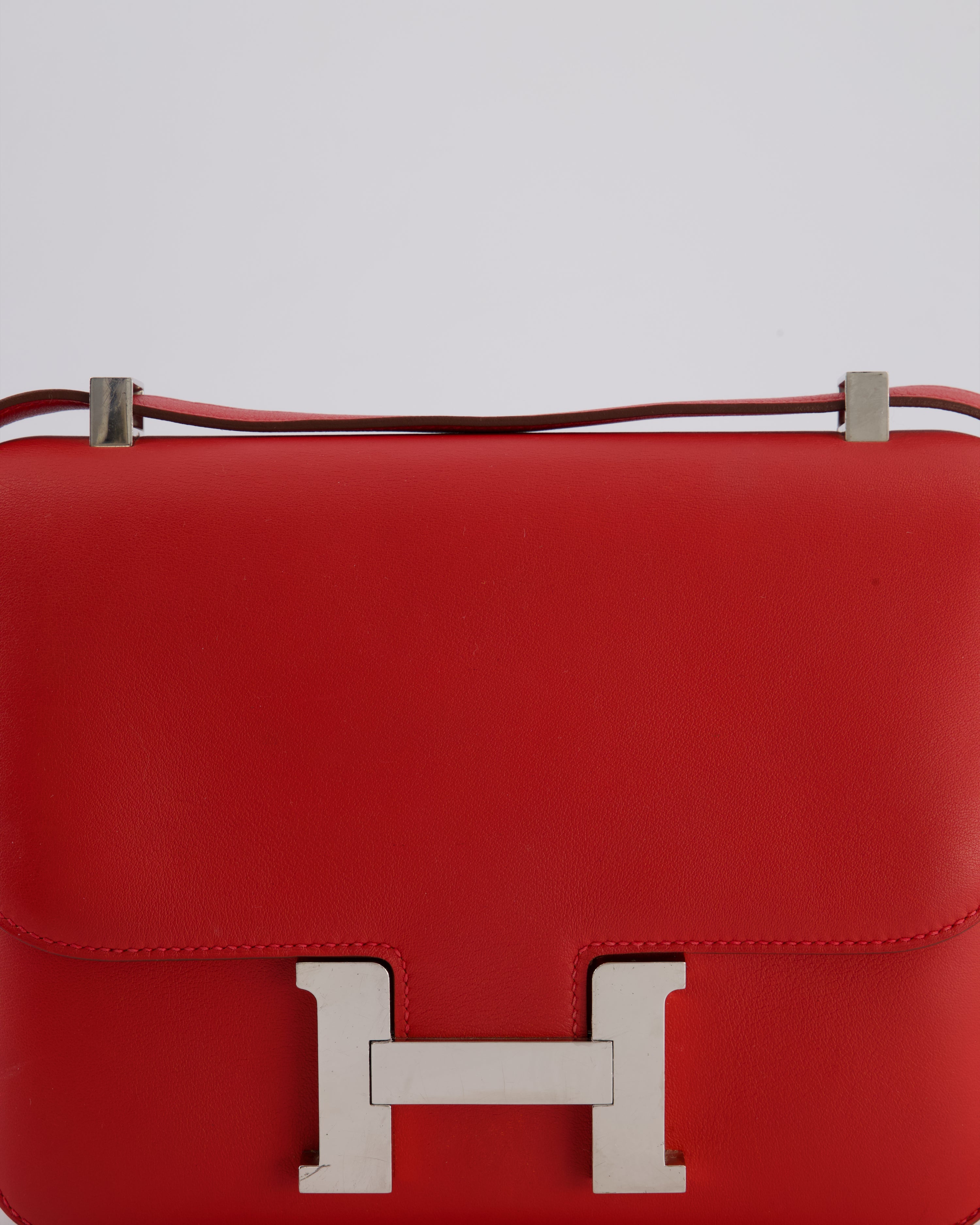*FIRE PRICE* Hermès Constance III 24 Bag in Rouge Vif Evercolor Leather with Palladium Hardware