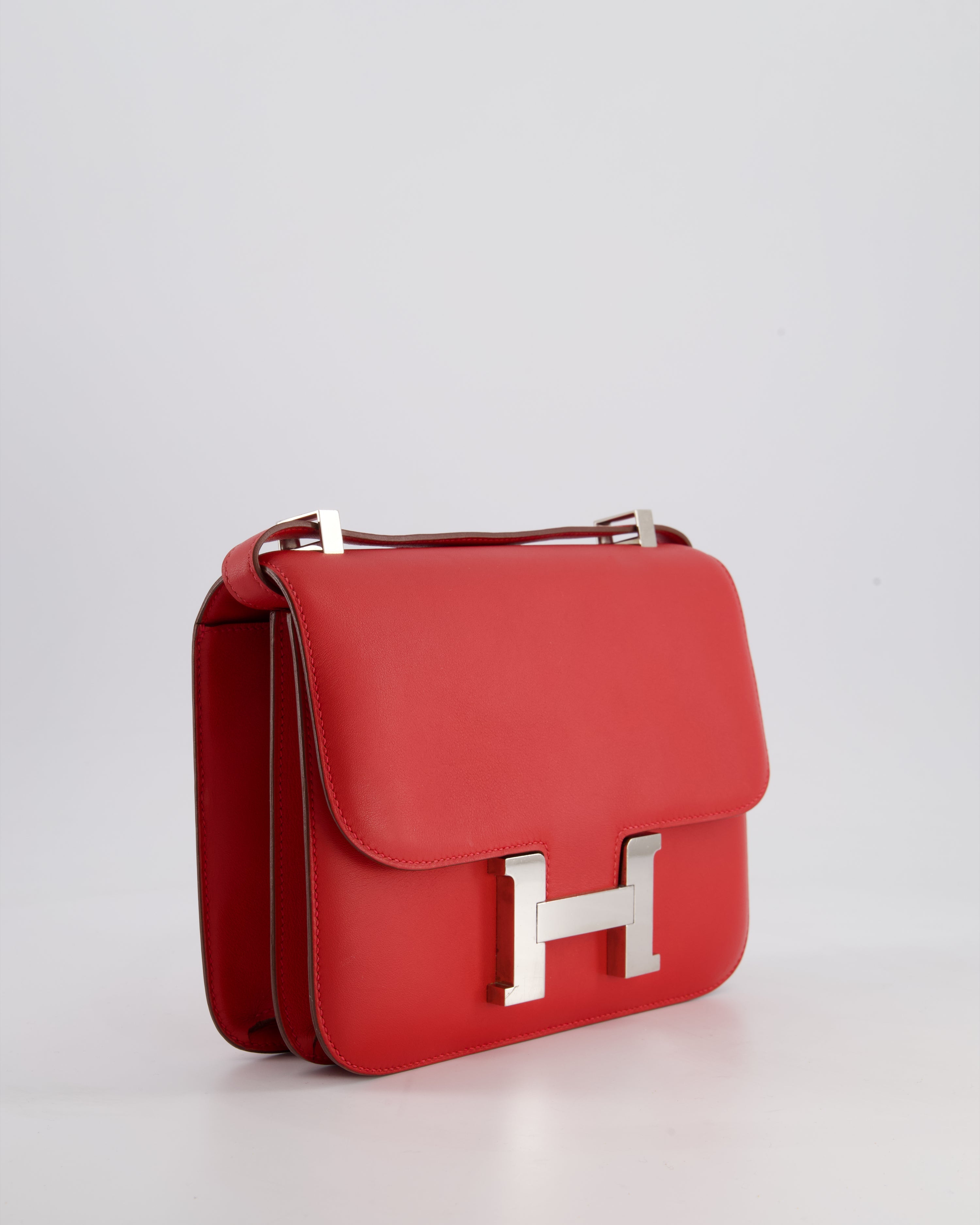 *FIRE PRICE* Hermès Constance III 24 Bag in Rouge Vif Evercolor Leather with Palladium Hardware
