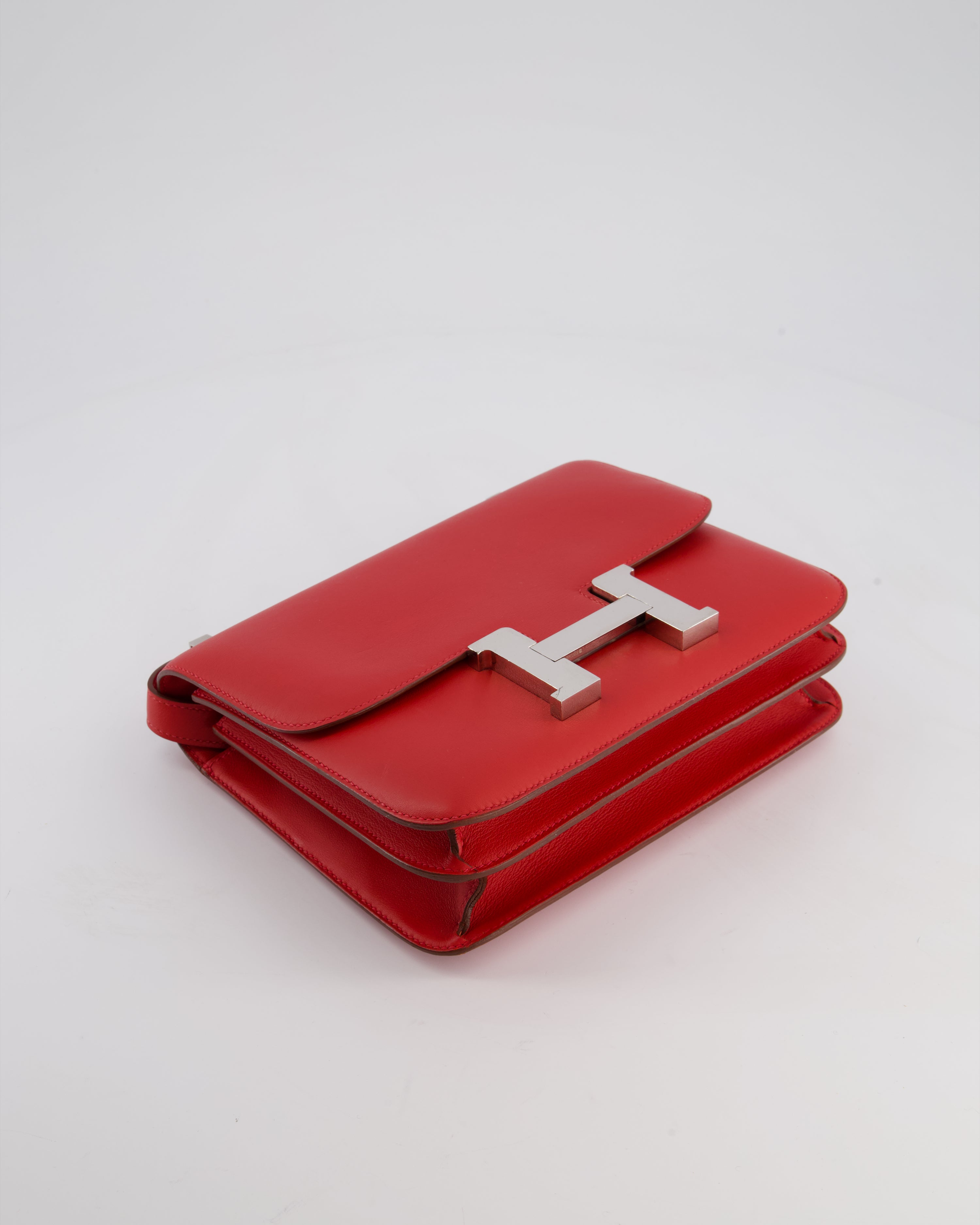 *FIRE PRICE* Hermès Constance III 24 Bag in Rouge Vif Evercolor Leather with Palladium Hardware