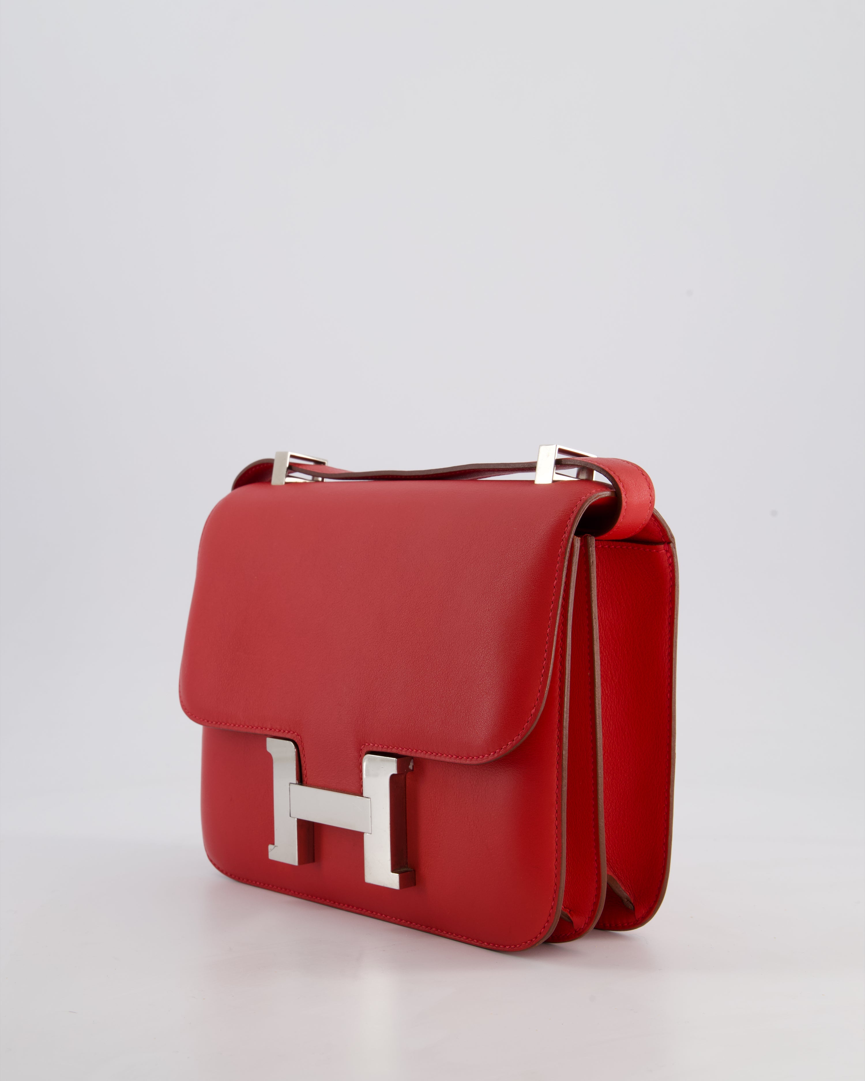 *FIRE PRICE* Hermès Constance III 24 Bag in Rouge Vif Evercolor Leather with Palladium Hardware
