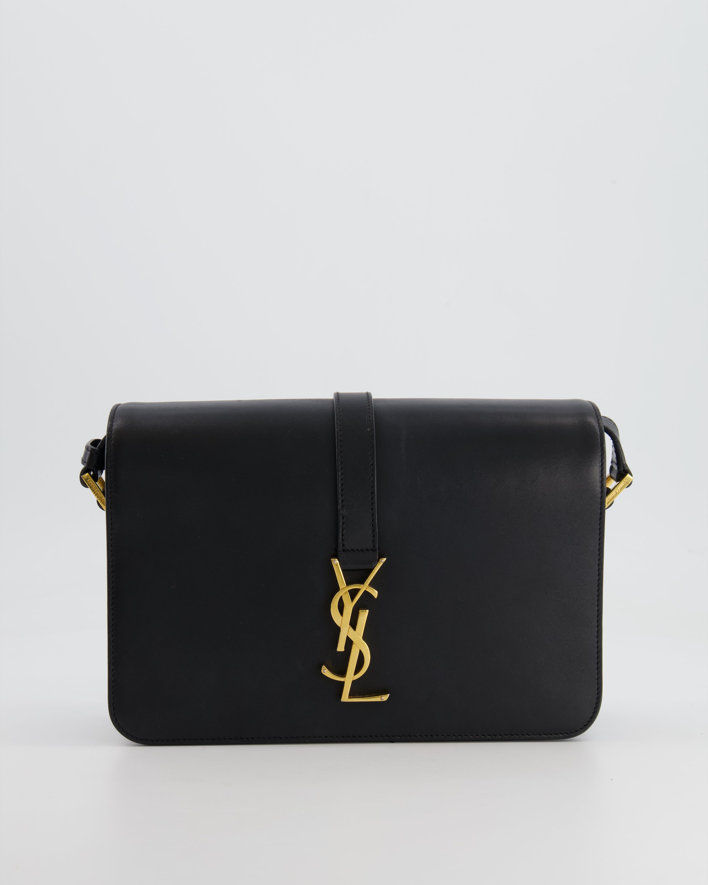 Saint Laurent Black Messenger Leather Bag with Gold Hardware