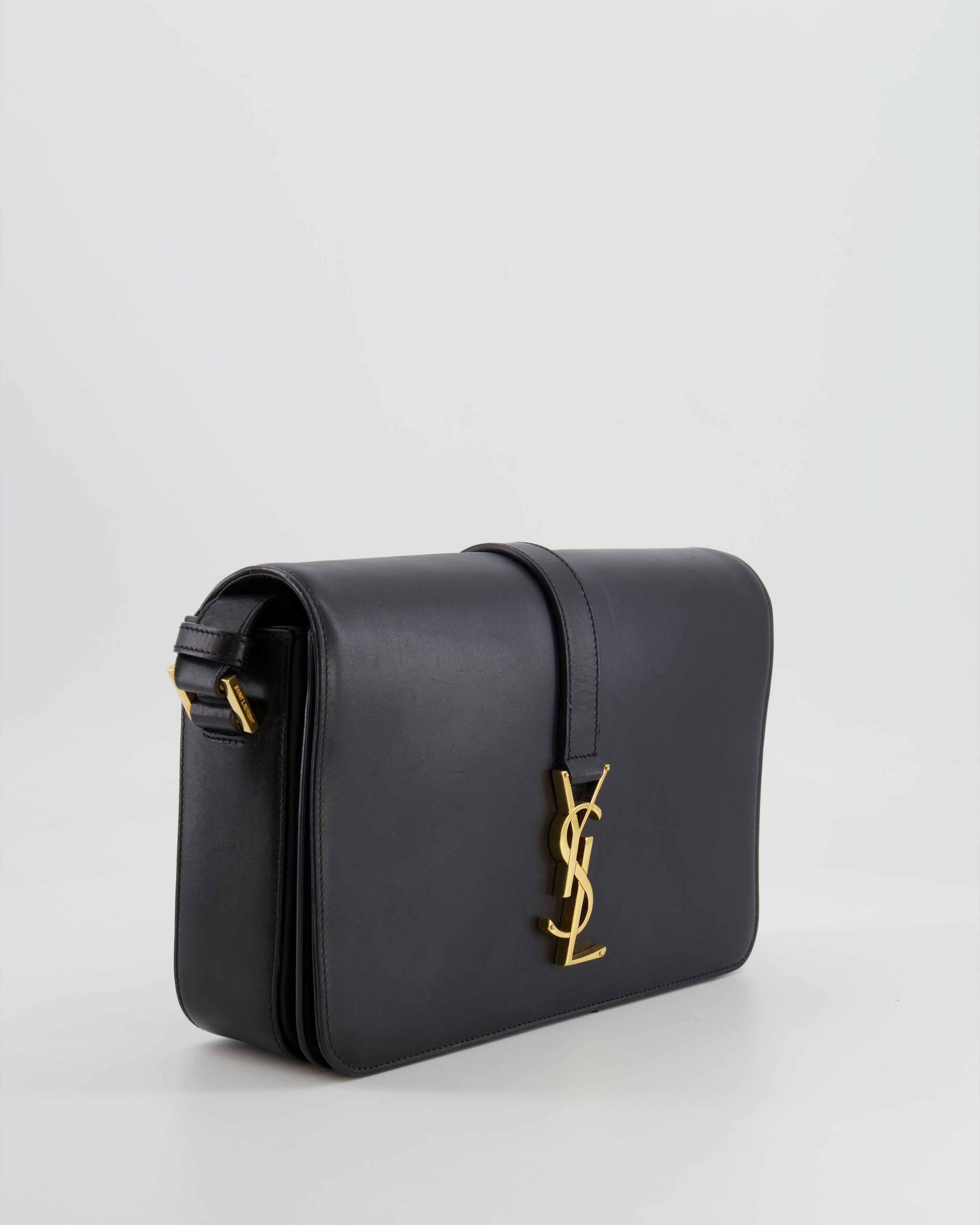 Saint Laurent Black Messenger Leather Bag with Gold Hardware