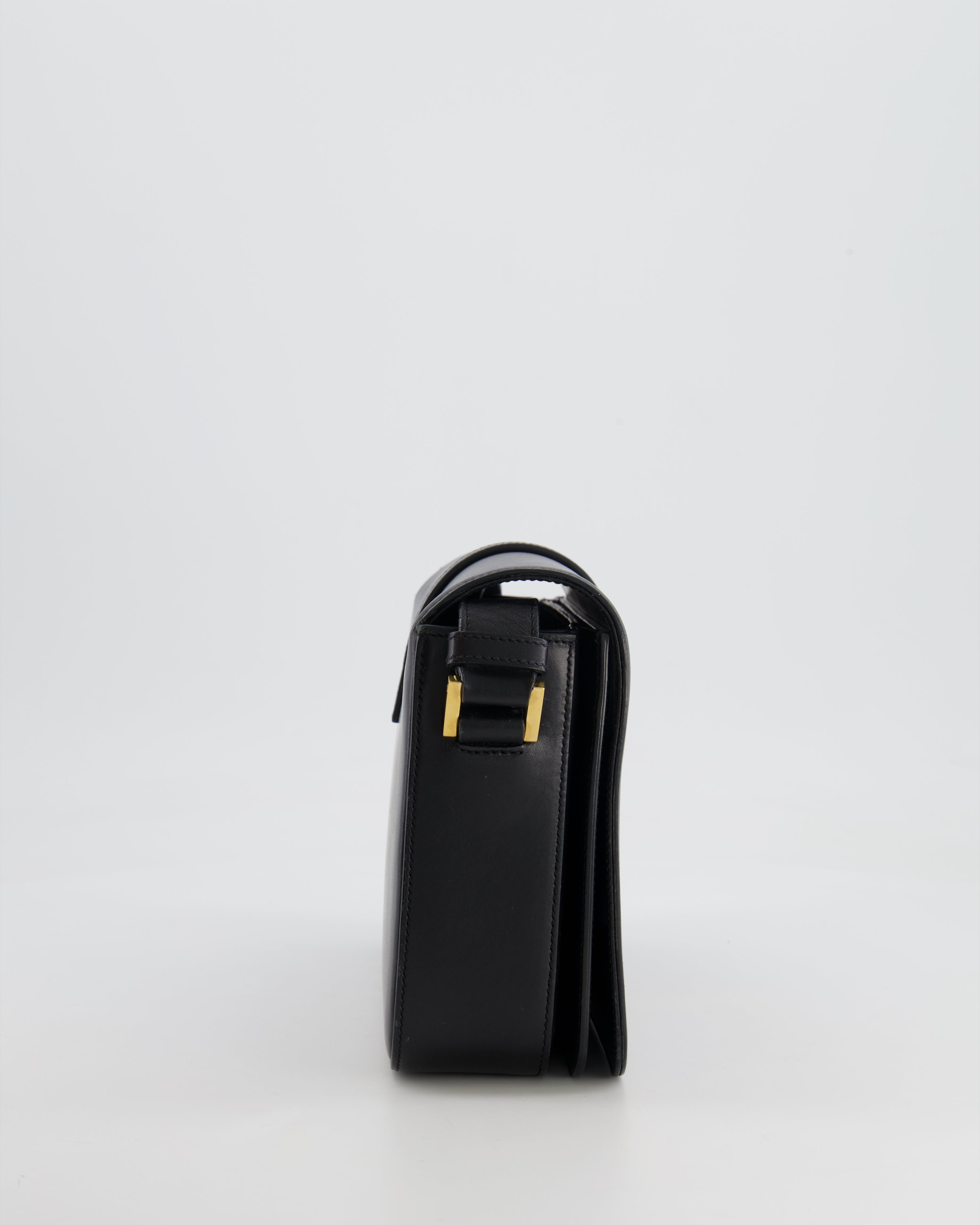 Saint Laurent Black Messenger Leather Bag with Gold Hardware