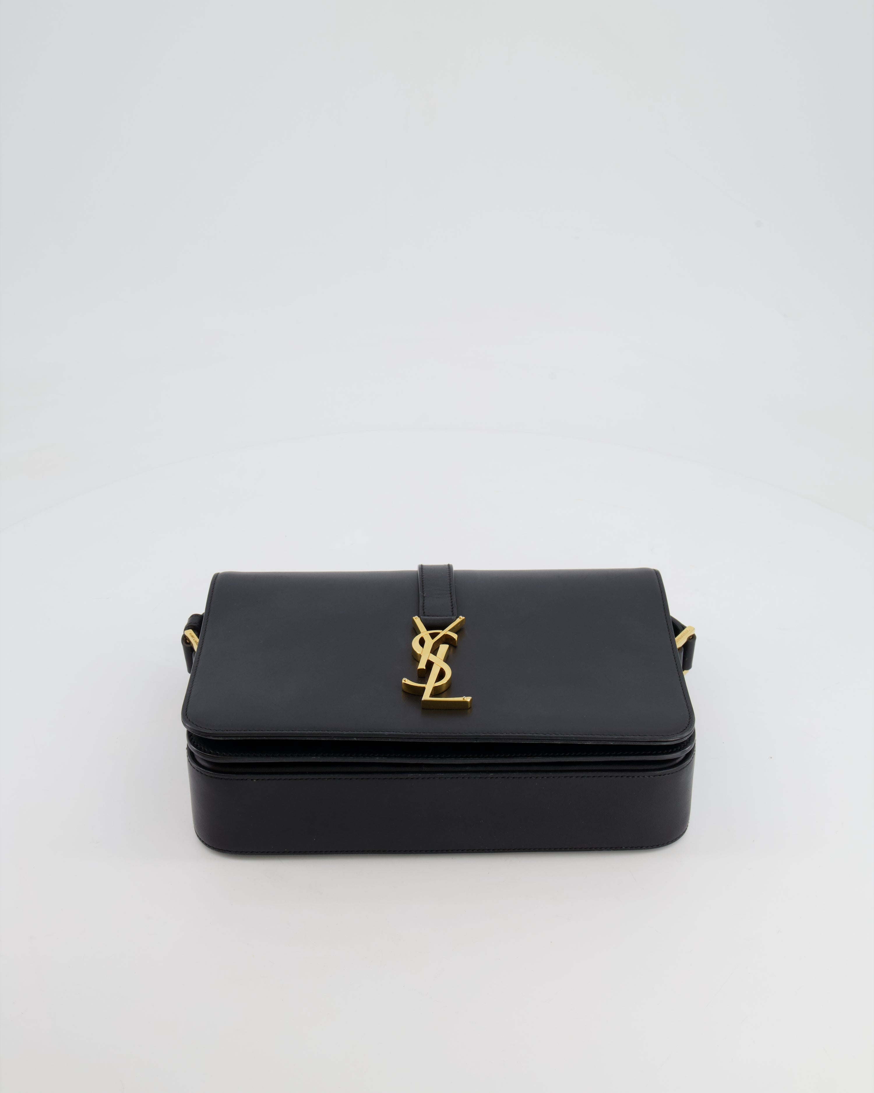 Saint Laurent Black Messenger Leather Bag with Gold Hardware