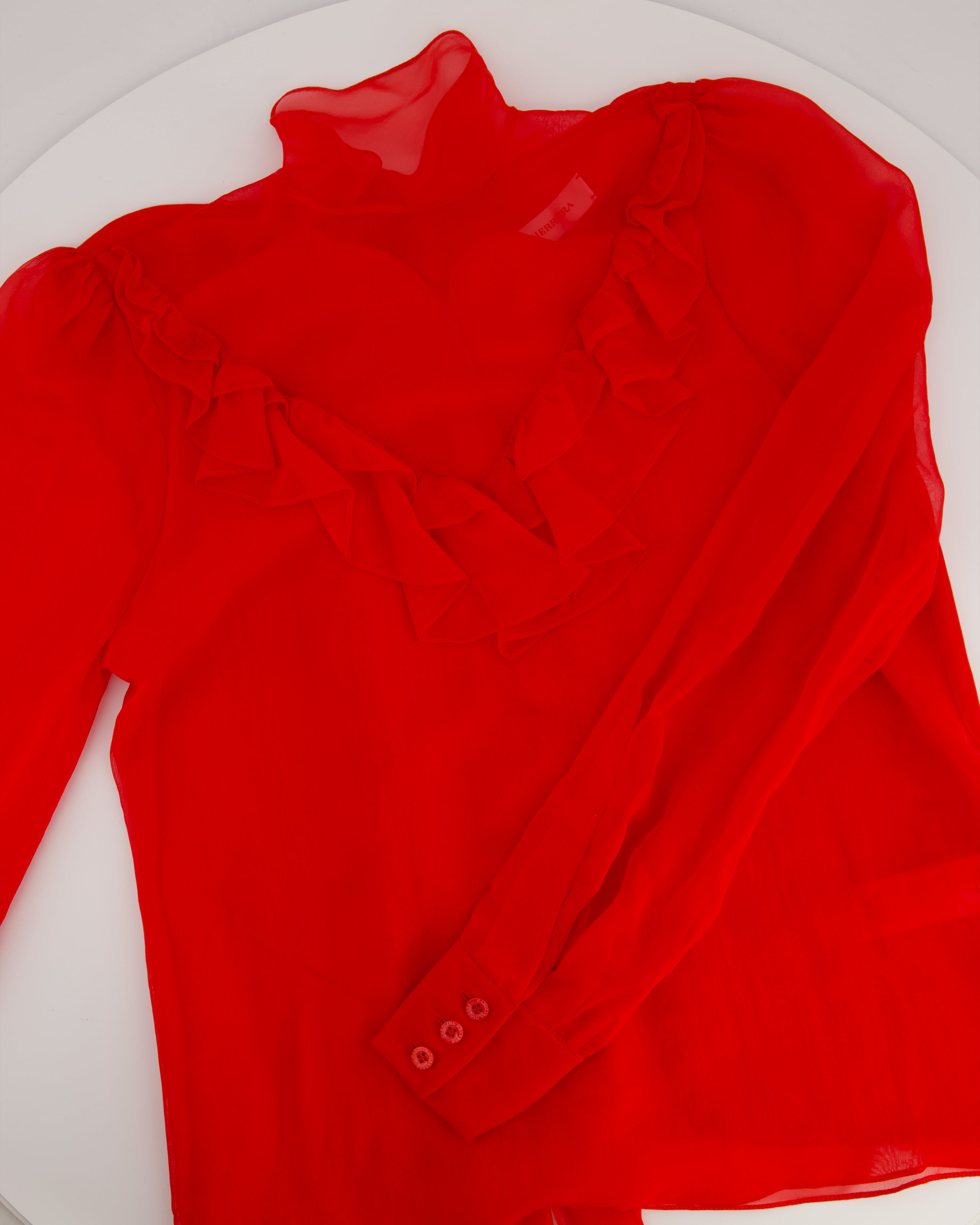 *CURRENT SEASON* Carolina Herrera Red Three Piece Trousers, Jacket and Blouse Set Size US 0 (UK 4)